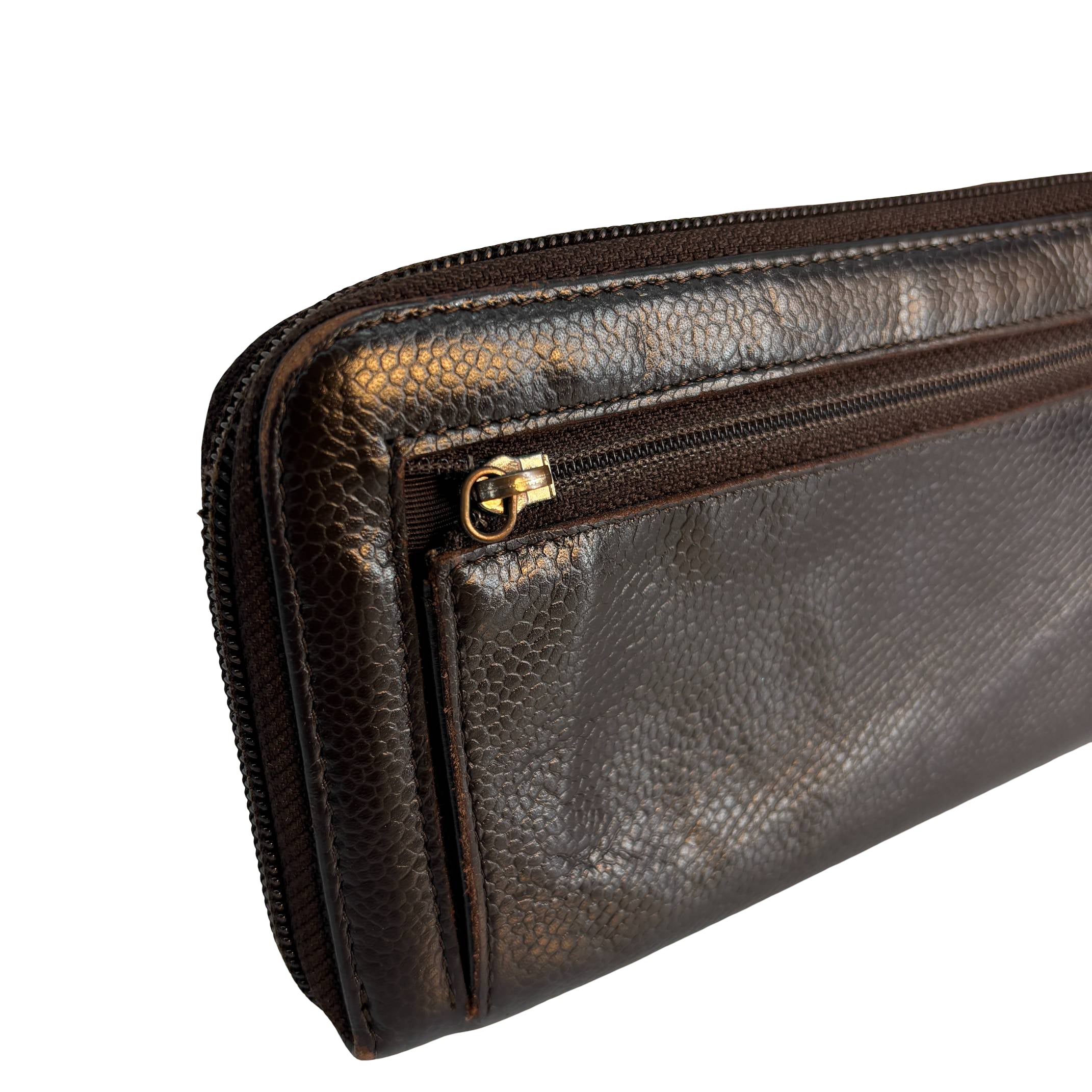 Chanel CC Zippy Wallet Brown Caviar Leather