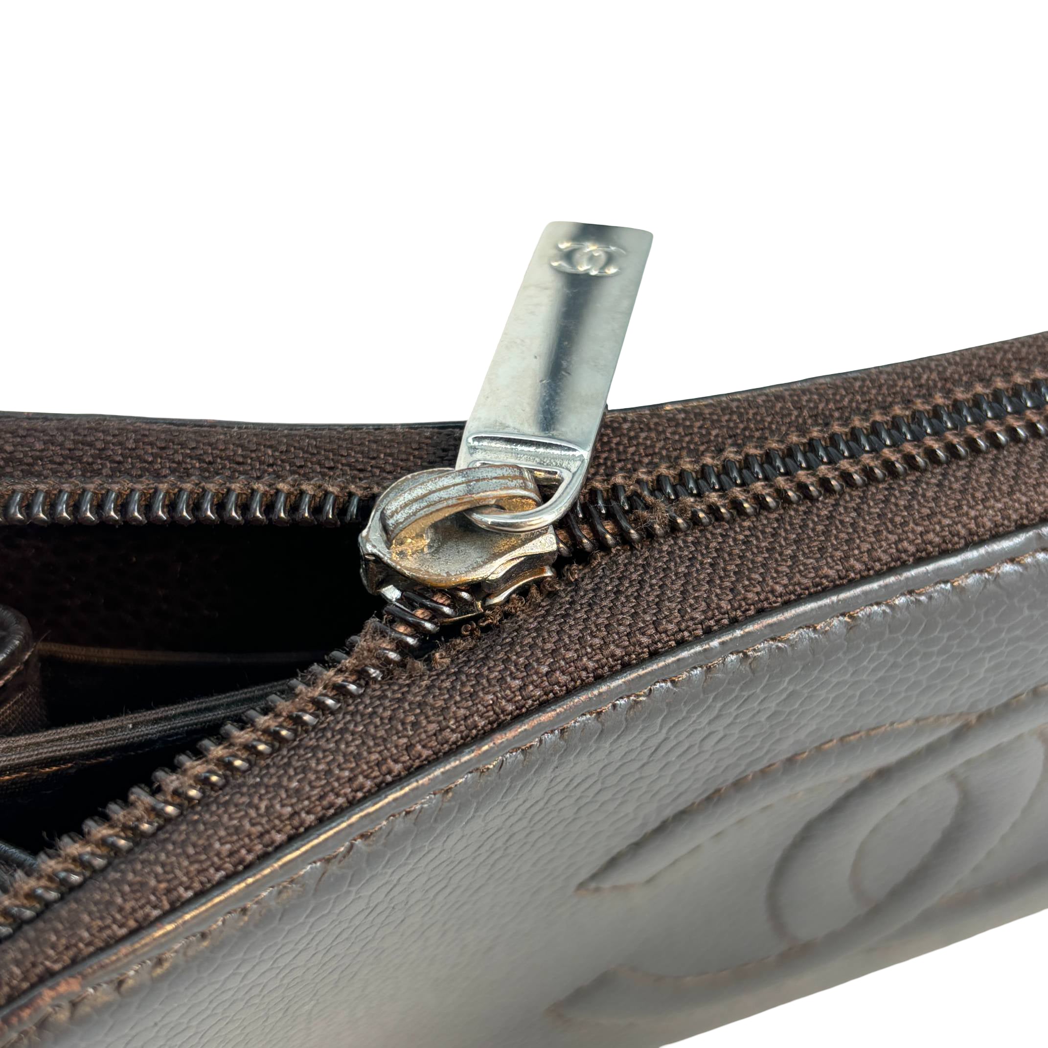 Chanel CC Zippy Wallet Brown Caviar Leather