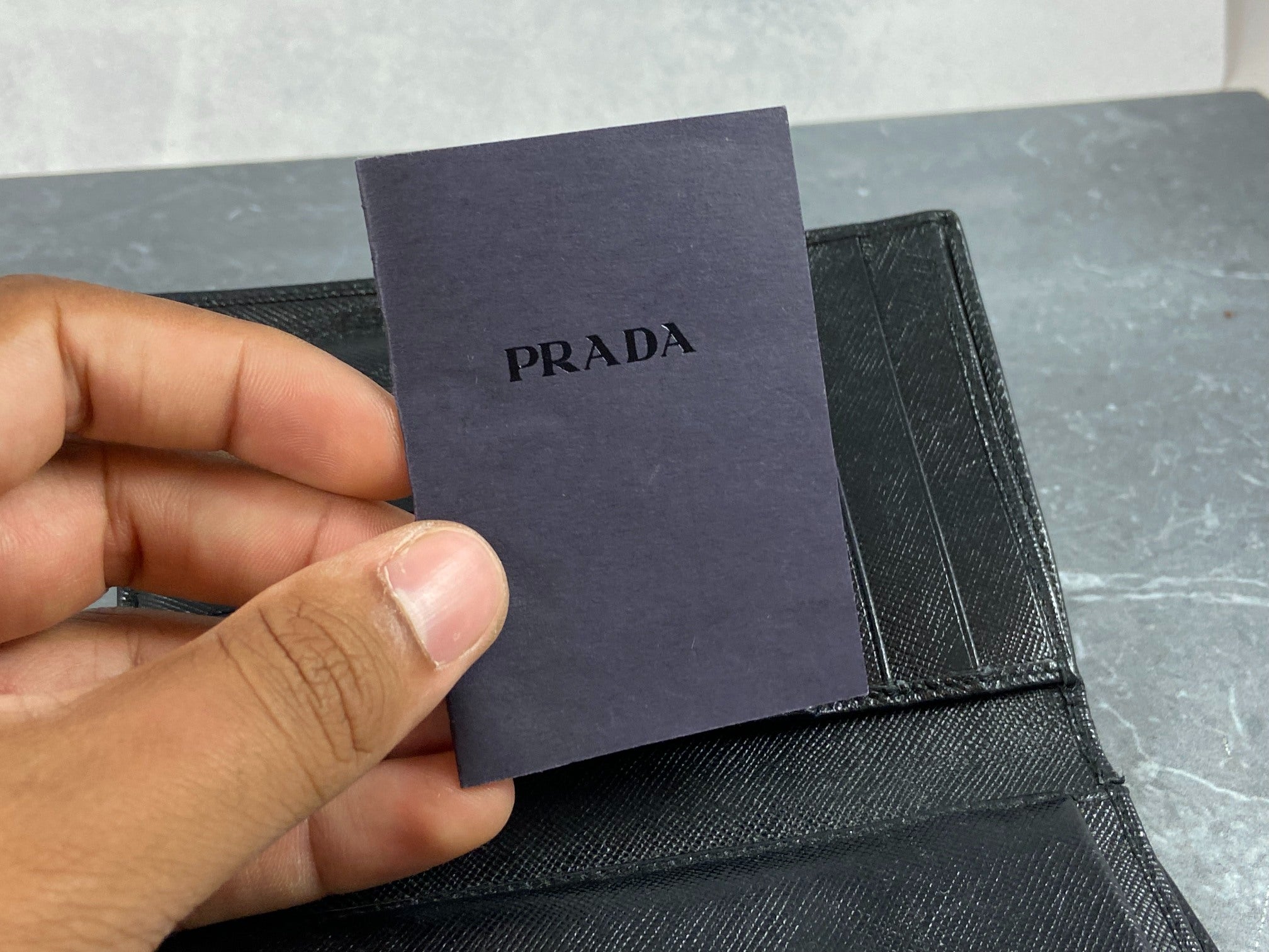 Prada Compact Wallet Black Saffiano Leather