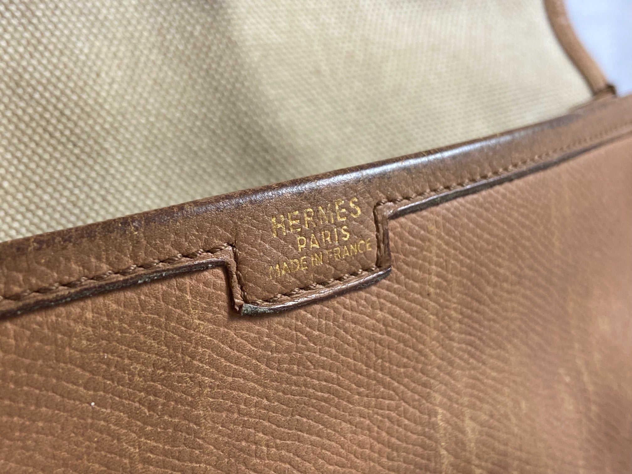 Hermès Jige Clutch Brown Courchevel Leather