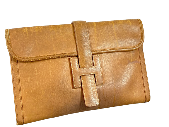 Hermès Jige Clutch Brown Courchevel Leather