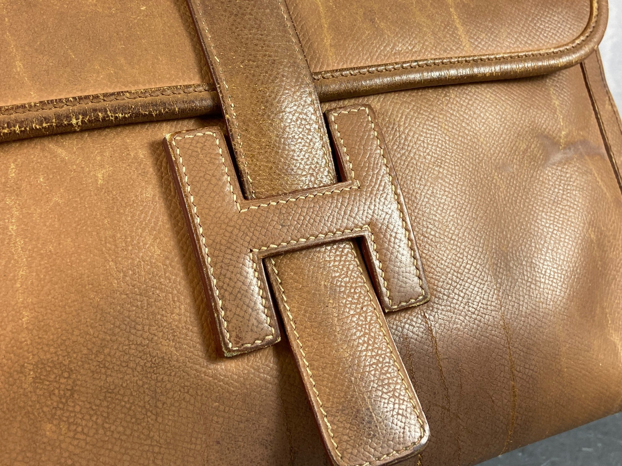 Hermès Jige Clutch Brown Courchevel Leather