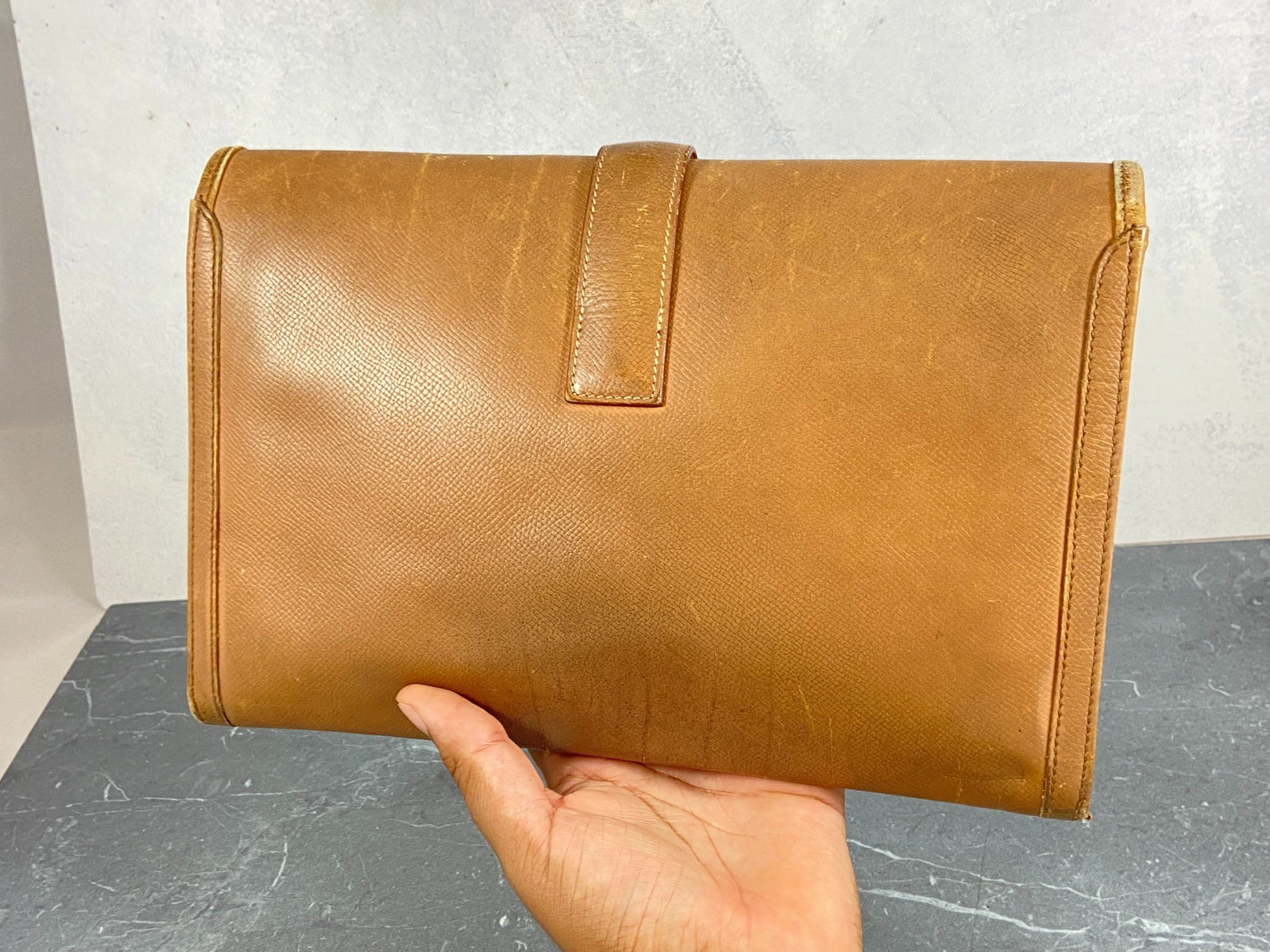 Hermès Jige Clutch Brown Courchevel Leather