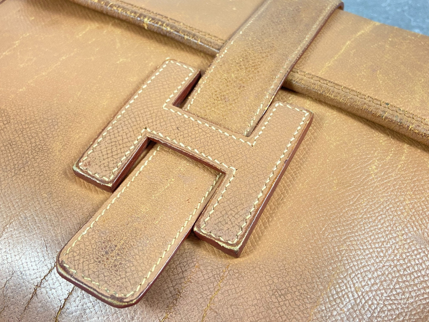 Hermès Jige Clutch Brown Courchevel Leather