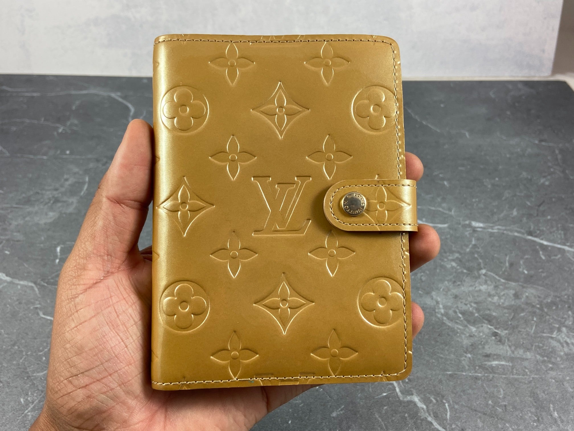 Louis Vuitton Agenda Fonctionnel PM Beige Vernis Leather