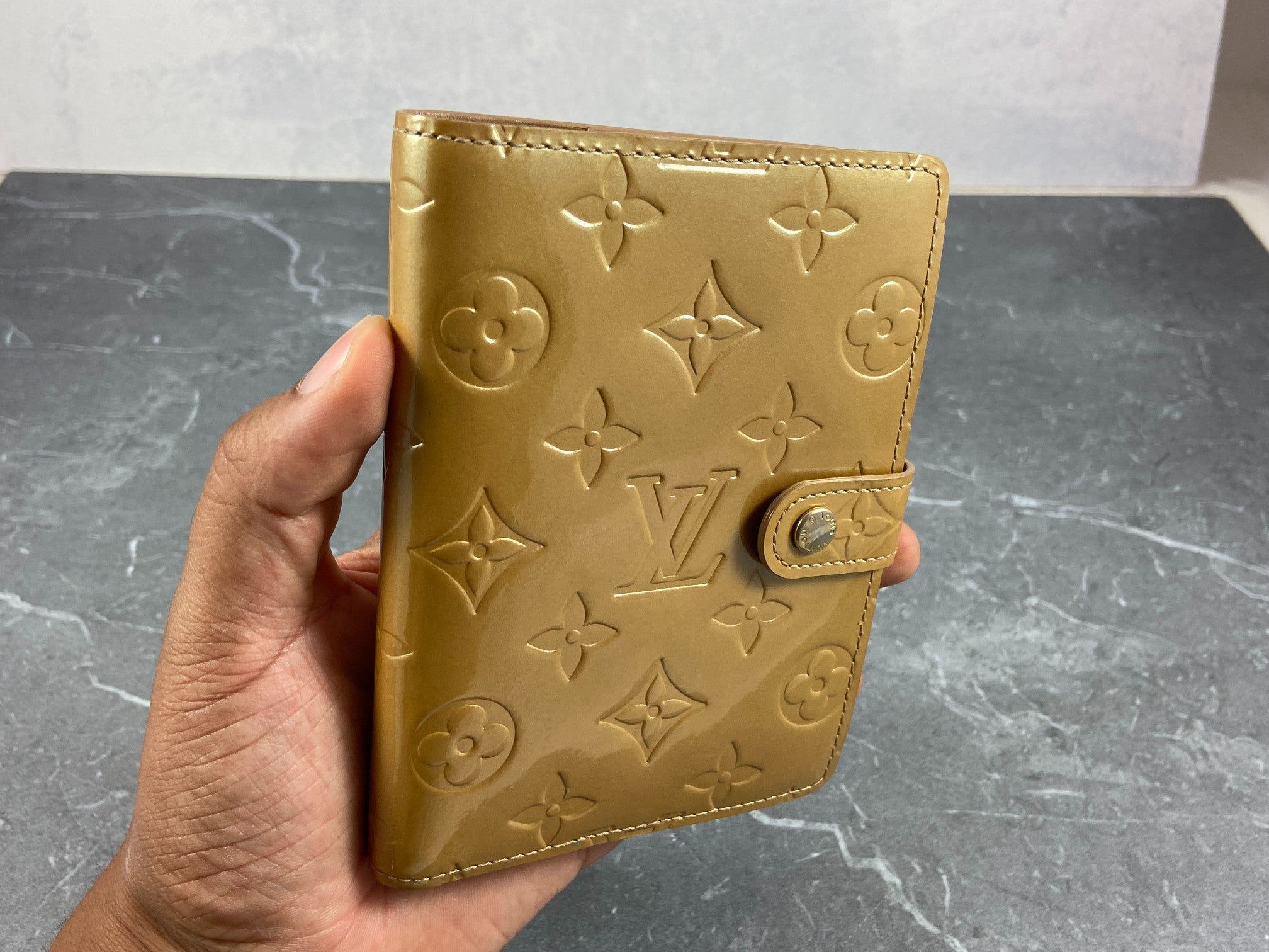 Louis Vuitton Agenda Fonctionnel PM Beige Vernis Leather