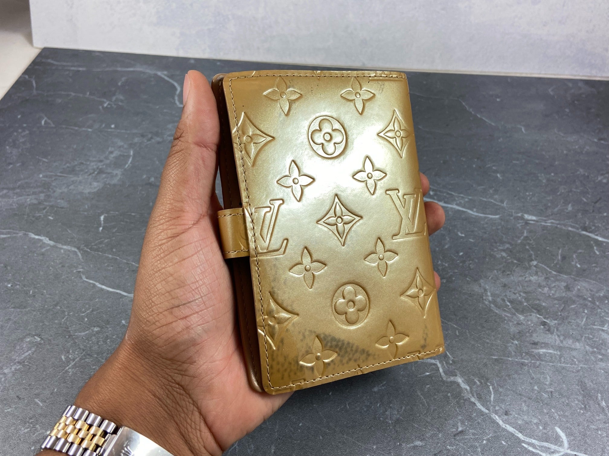 Louis Vuitton Agenda Fonctionnel PM Beige Vernis Leather