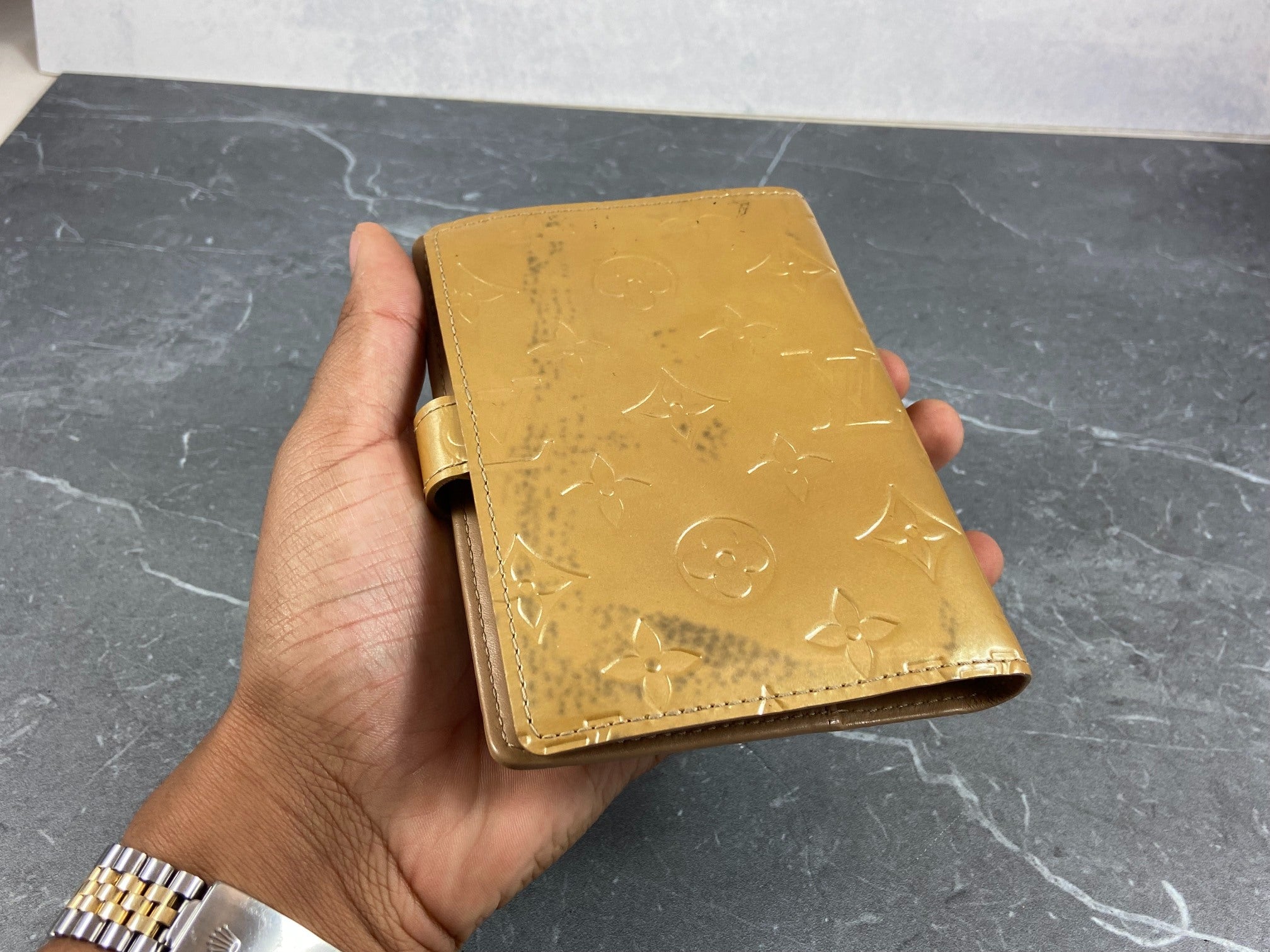 Louis Vuitton Agenda Fonctionnel PM Beige Vernis Leather