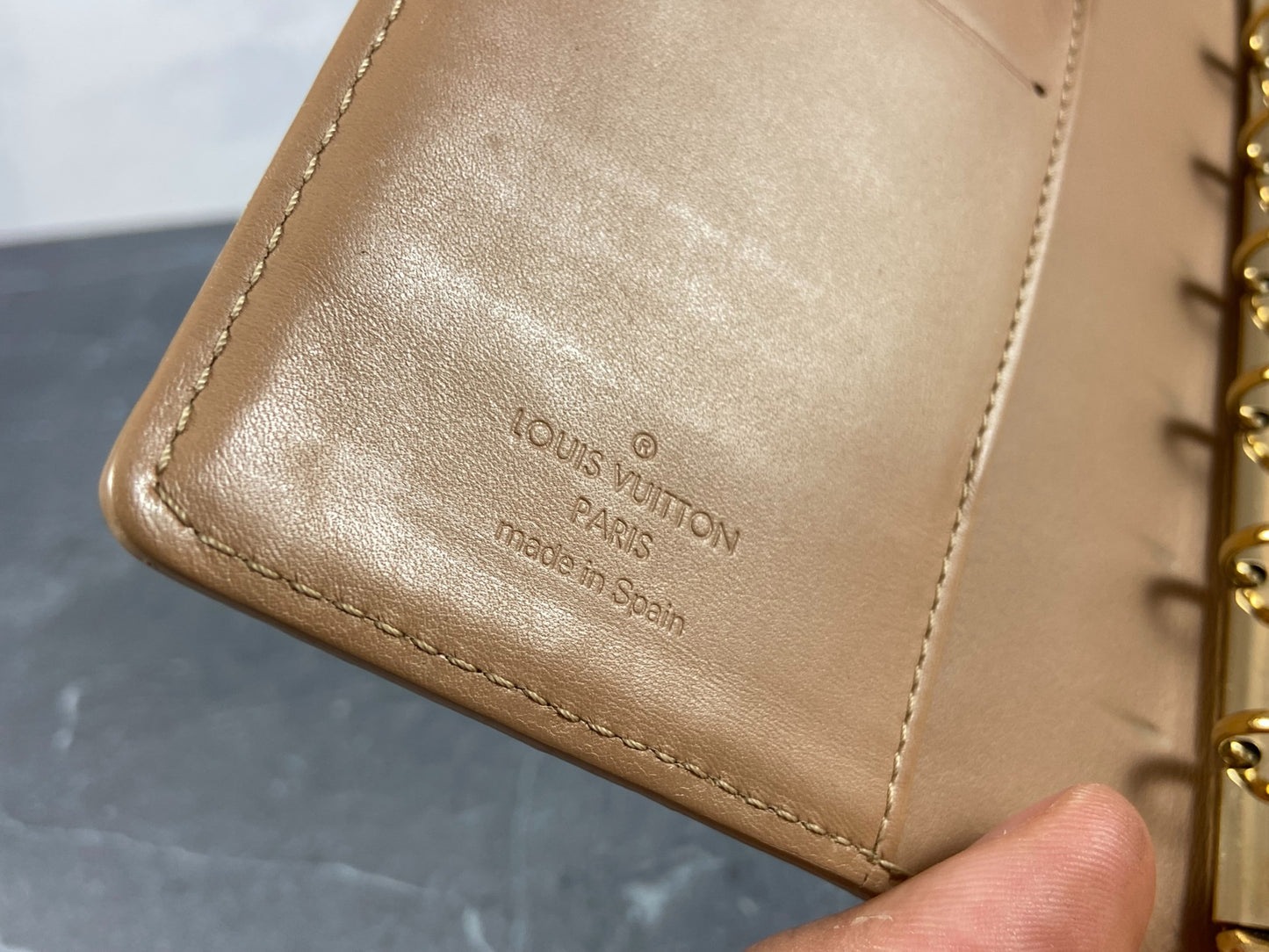 Louis Vuitton Agenda Fonctionnel PM Beige Vernis Leather