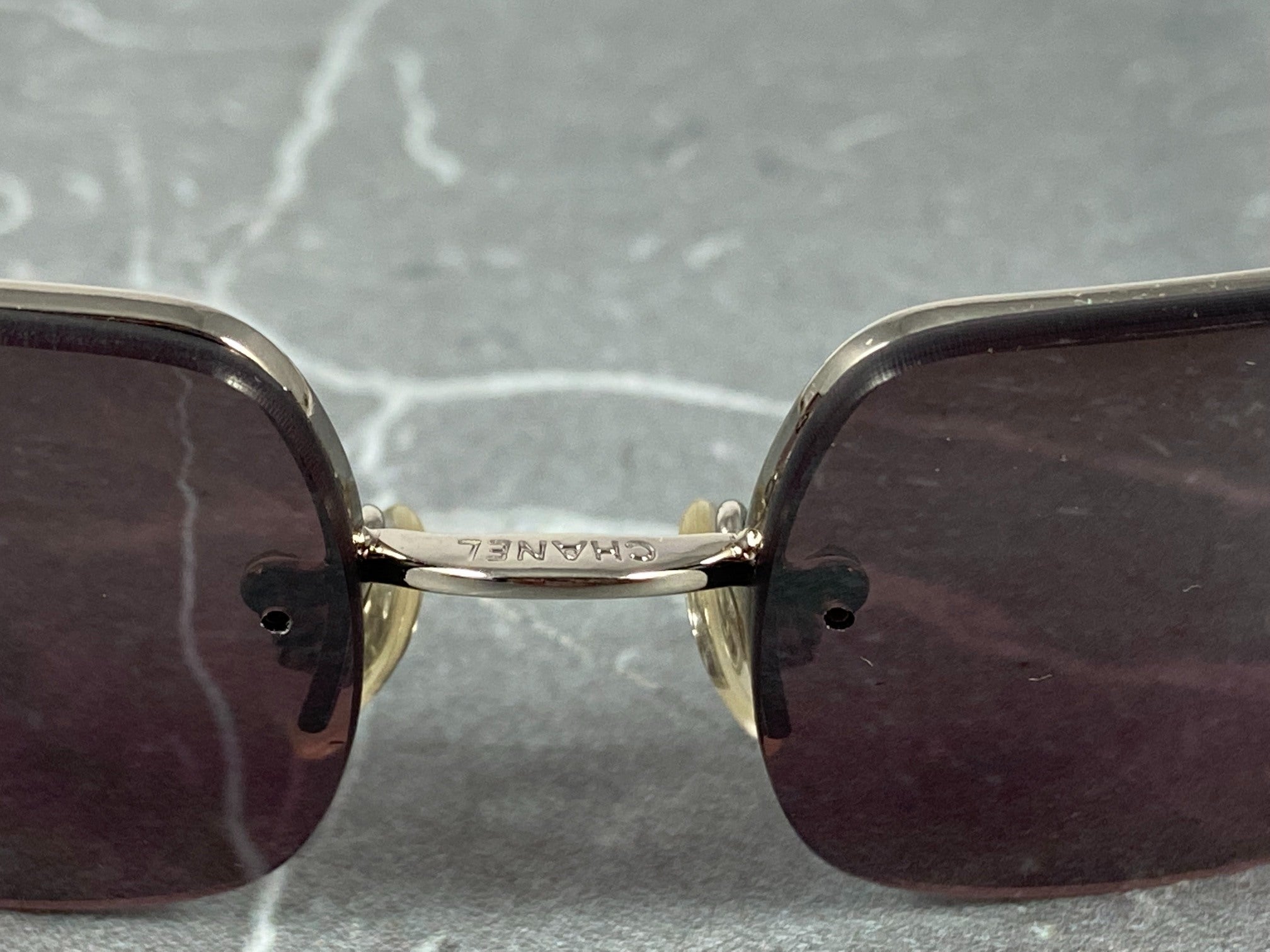 Chanel 4014-B Rimless Crystal CC Sunglasses Purple