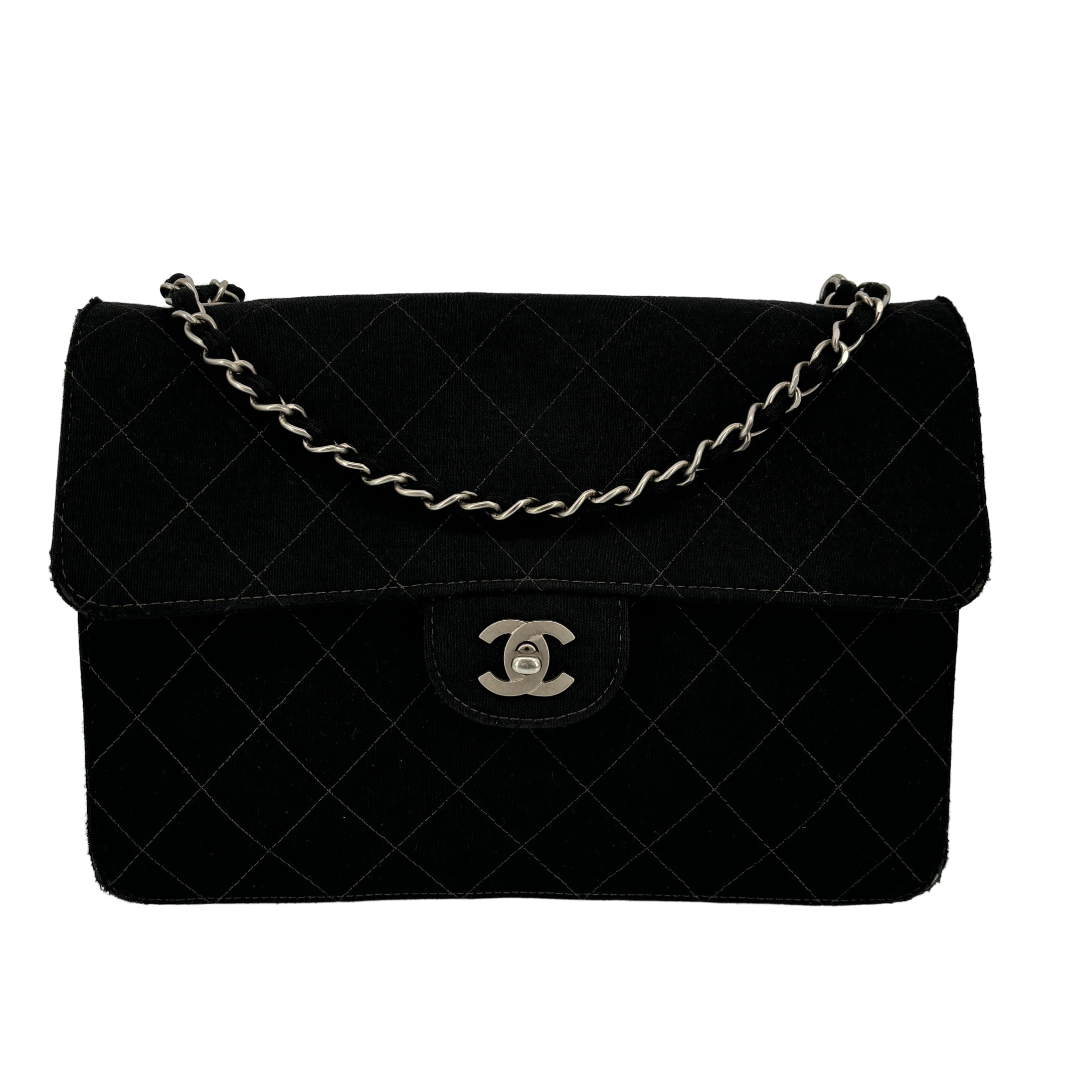 Chanel Timeless Flap Bag Black Matelassé Jersey