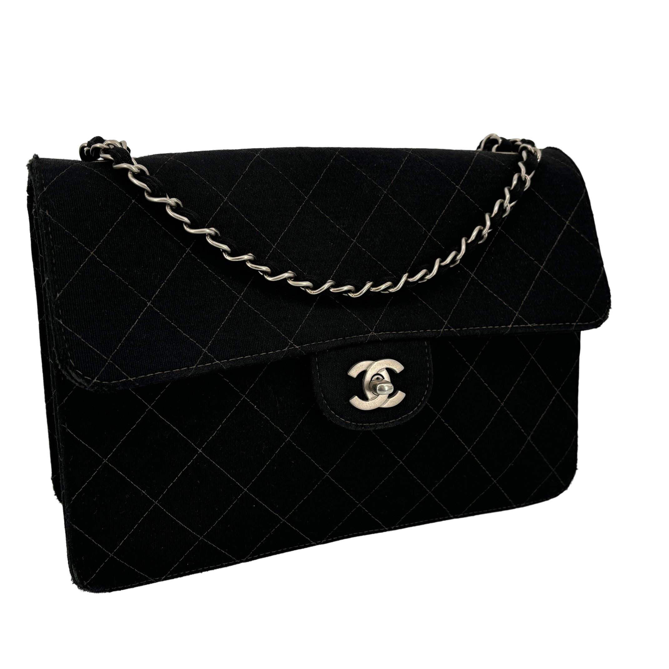 Chanel Timeless Flap Bag Black Matelassé Jersey