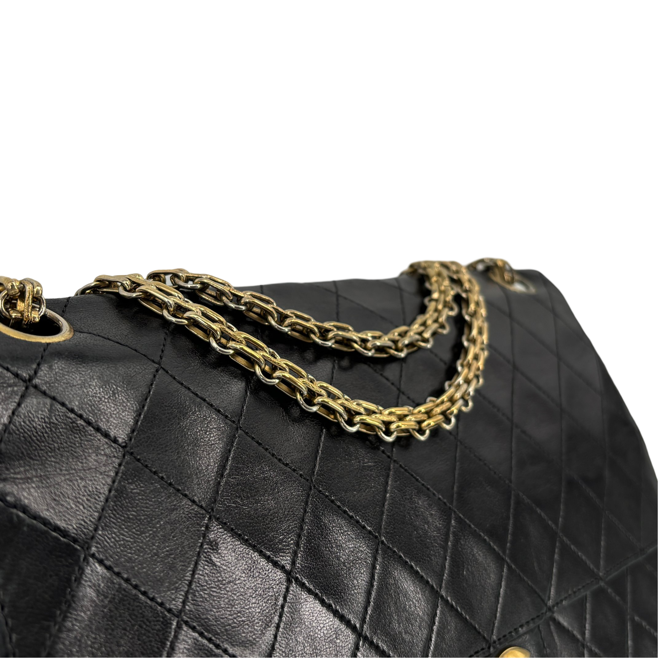 Chanel Timeless / Classique Double Flap Bag Black Matelassé Leather Medium