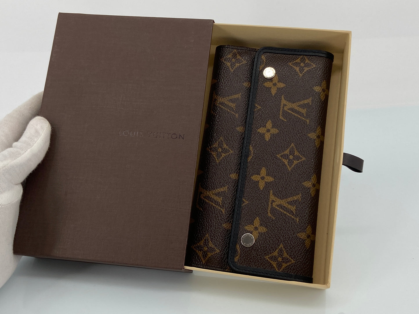Louis Vuitton Accordion Wallet Monogram Macassar Canvas incl. Box