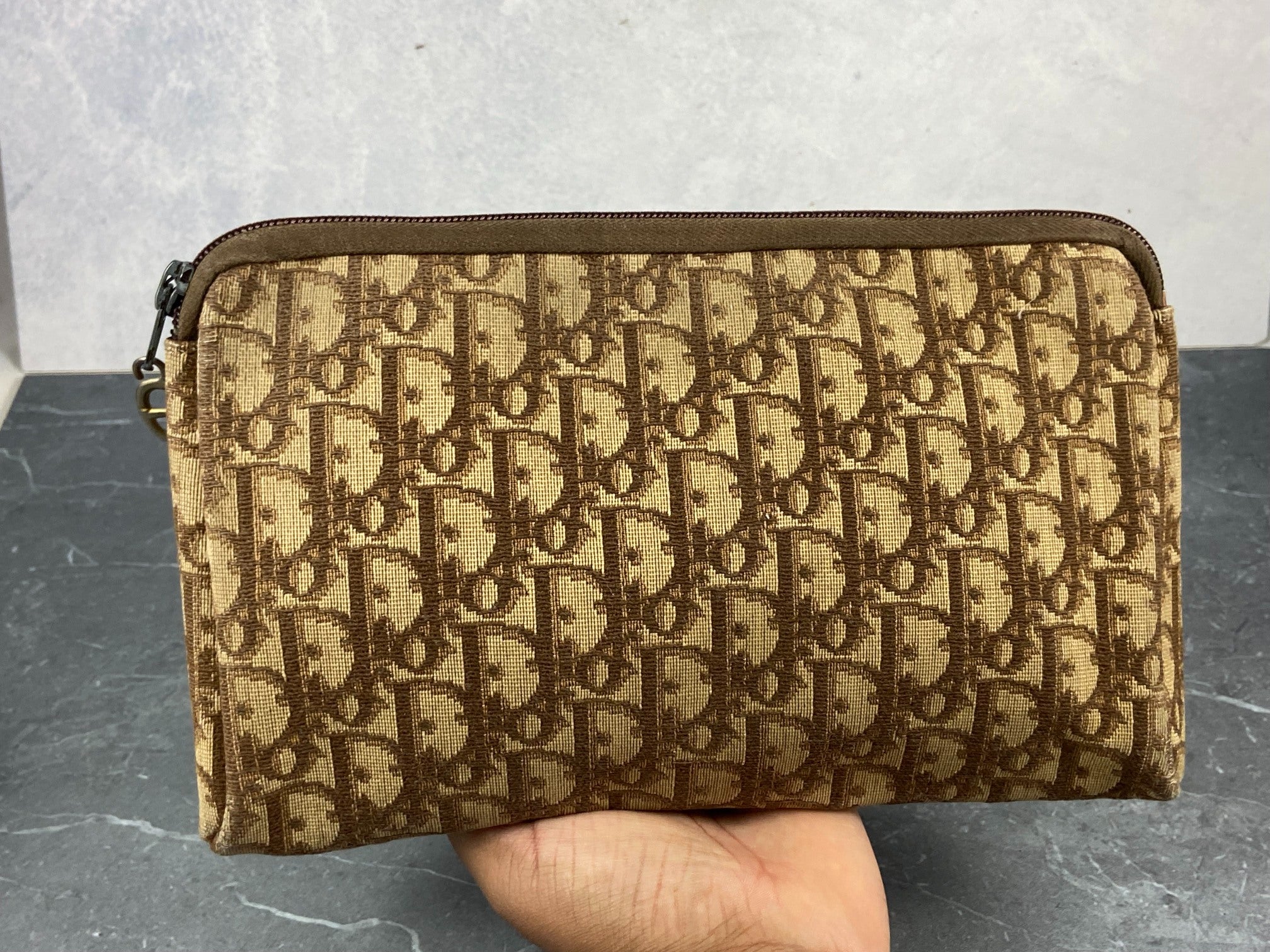 Christian Dior Oblique Clutch / Pouch Brown Trotter Monogram