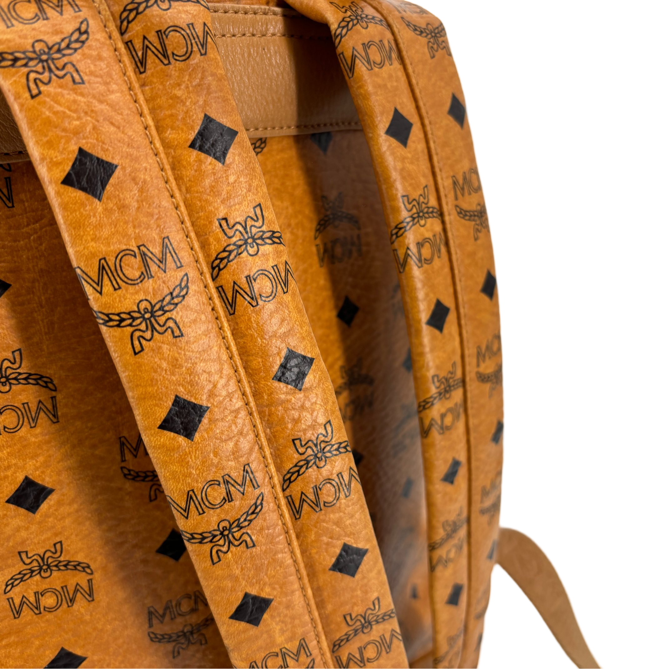 MCM Backpack Beige Visetos Cognac Monogram