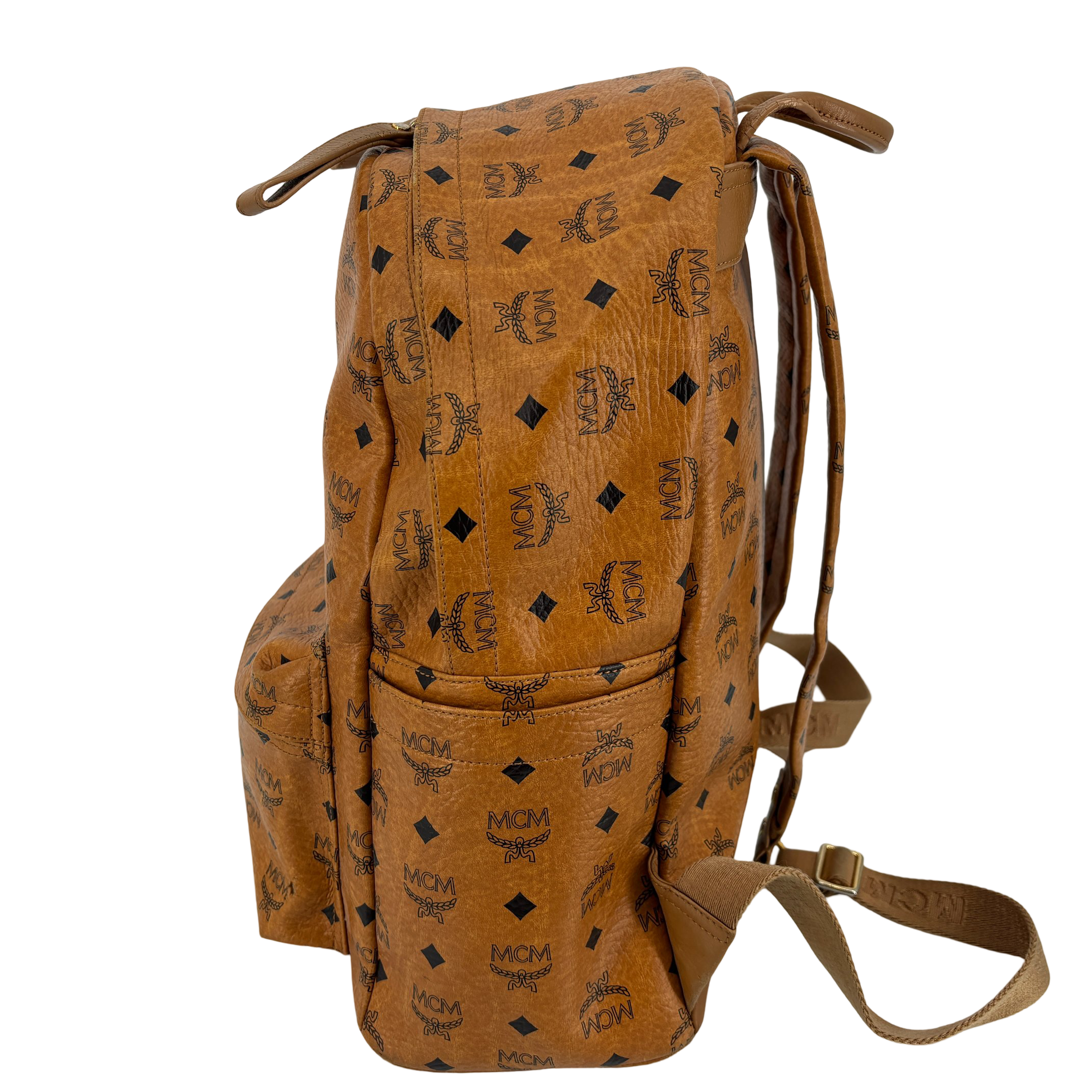 MCM Backpack Beige Visetos Cognac Monogram