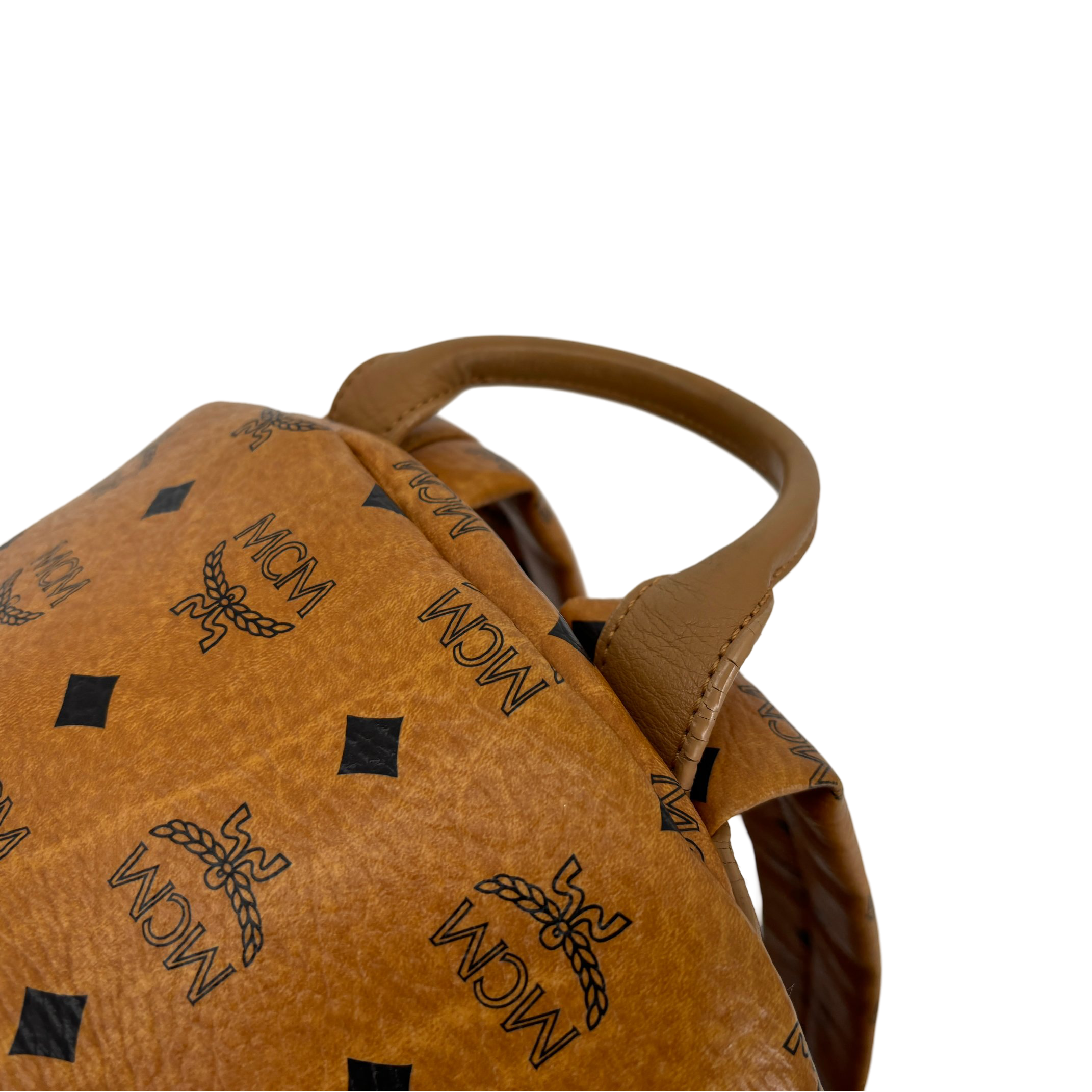 MCM Backpack Beige Visetos Cognac Monogram