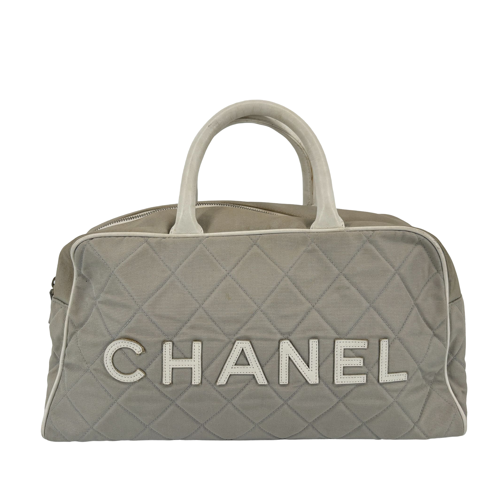 Chanel Quilted Canvas Sports Line Boston Bag Grey