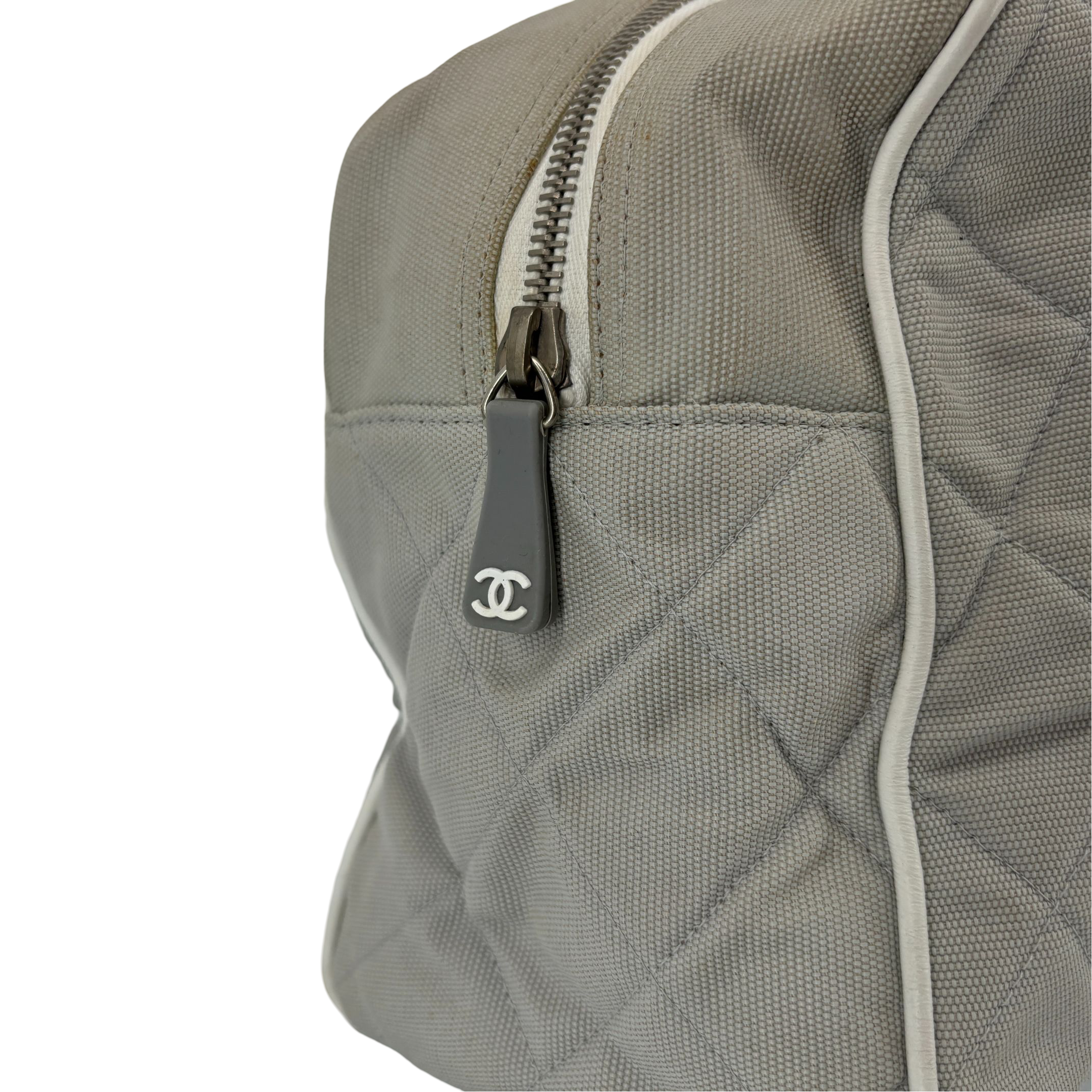 Chanel Quilted Canvas Sports Line Boston Bag Grey