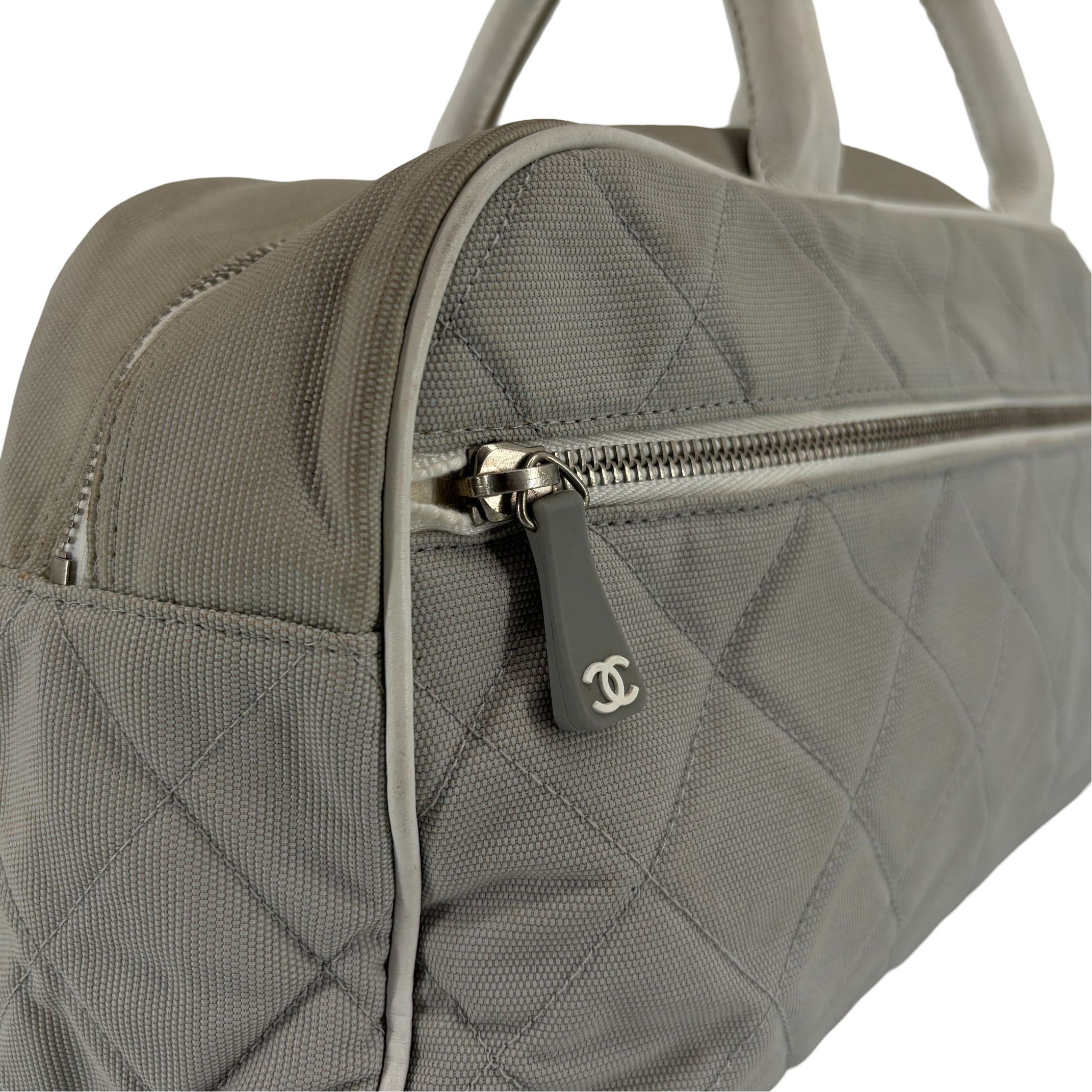 Chanel Quilted Canvas Sports Line Boston Bag Grey