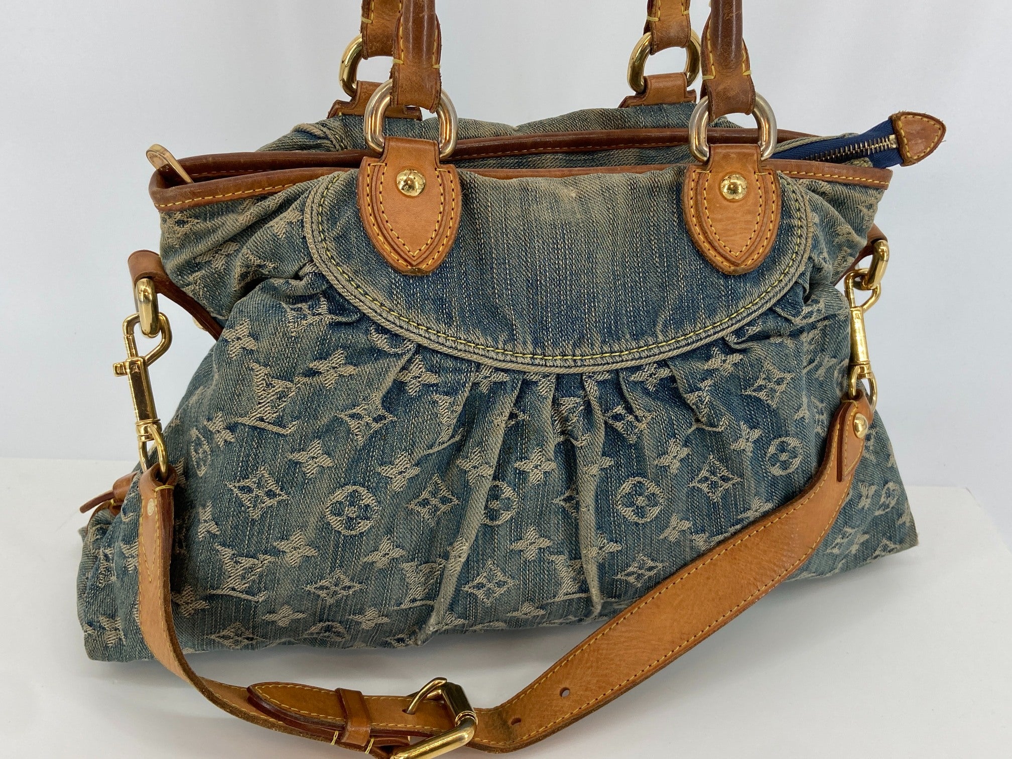 Louis Vuitton Neo Cabby MM Monogram Denim Bag Blue