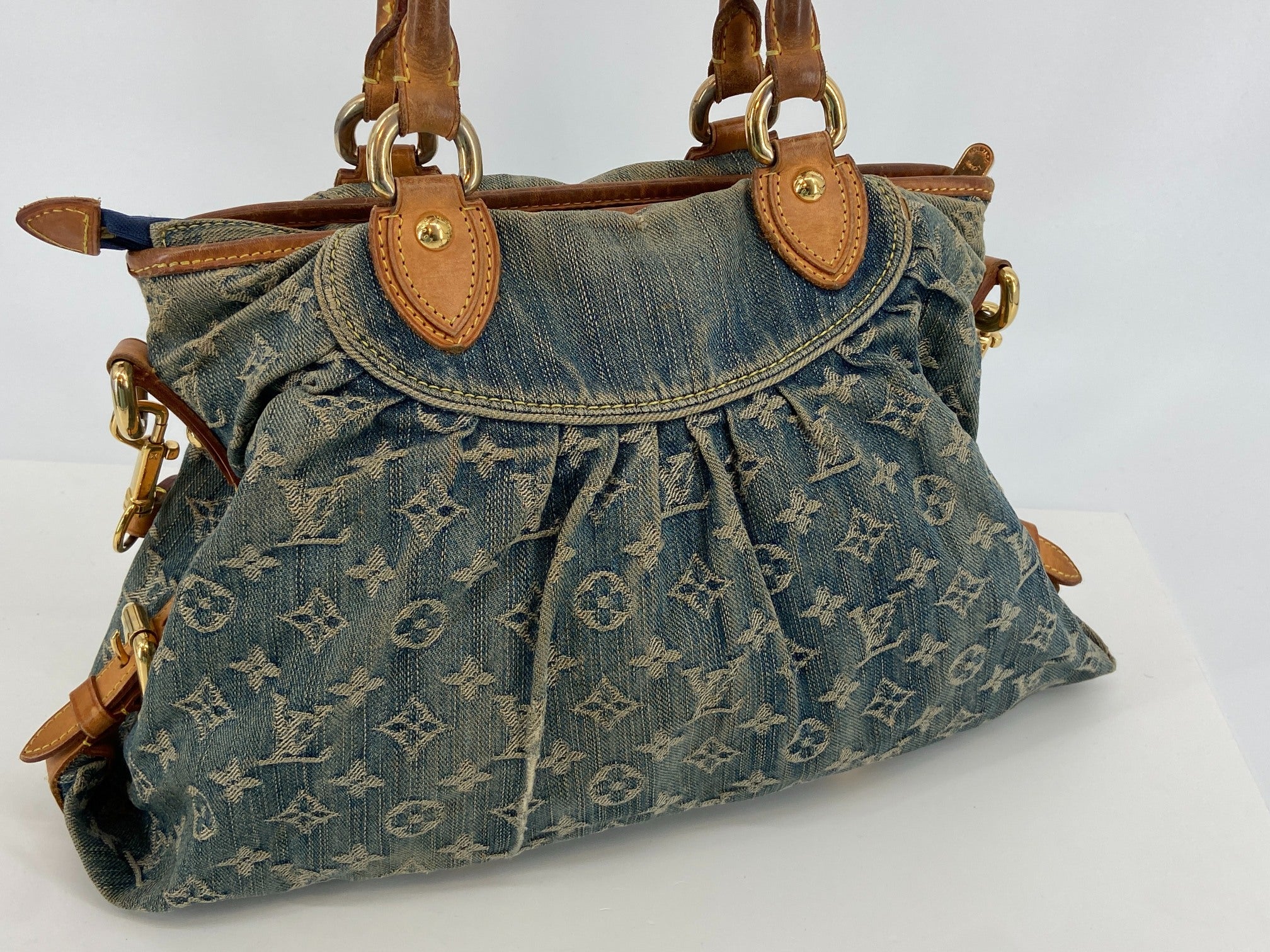 Louis Vuitton Neo Cabby MM Monogram Denim Bag Blue