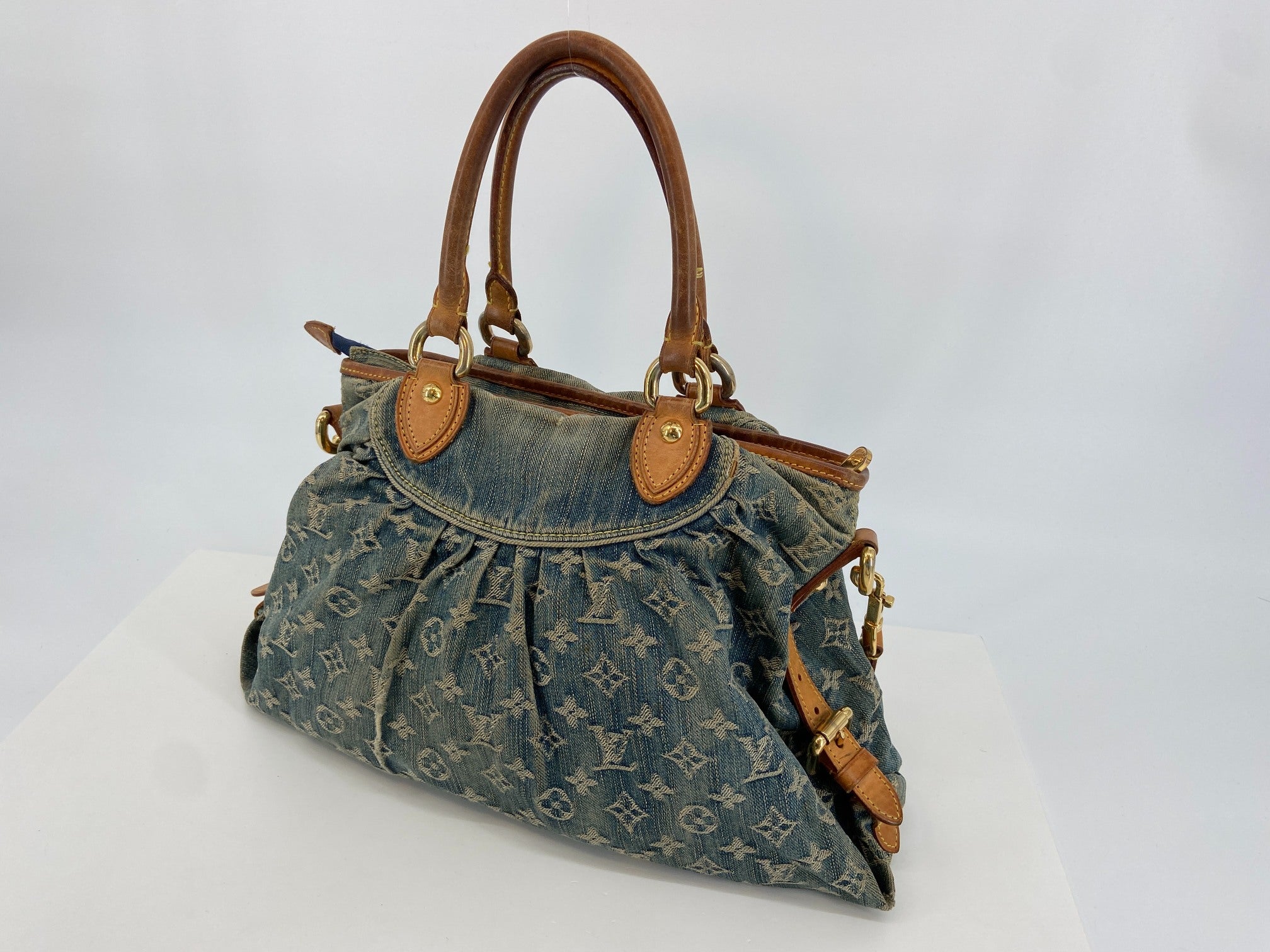 Louis Vuitton Neo Cabby MM Monogram Denim Bag Blue