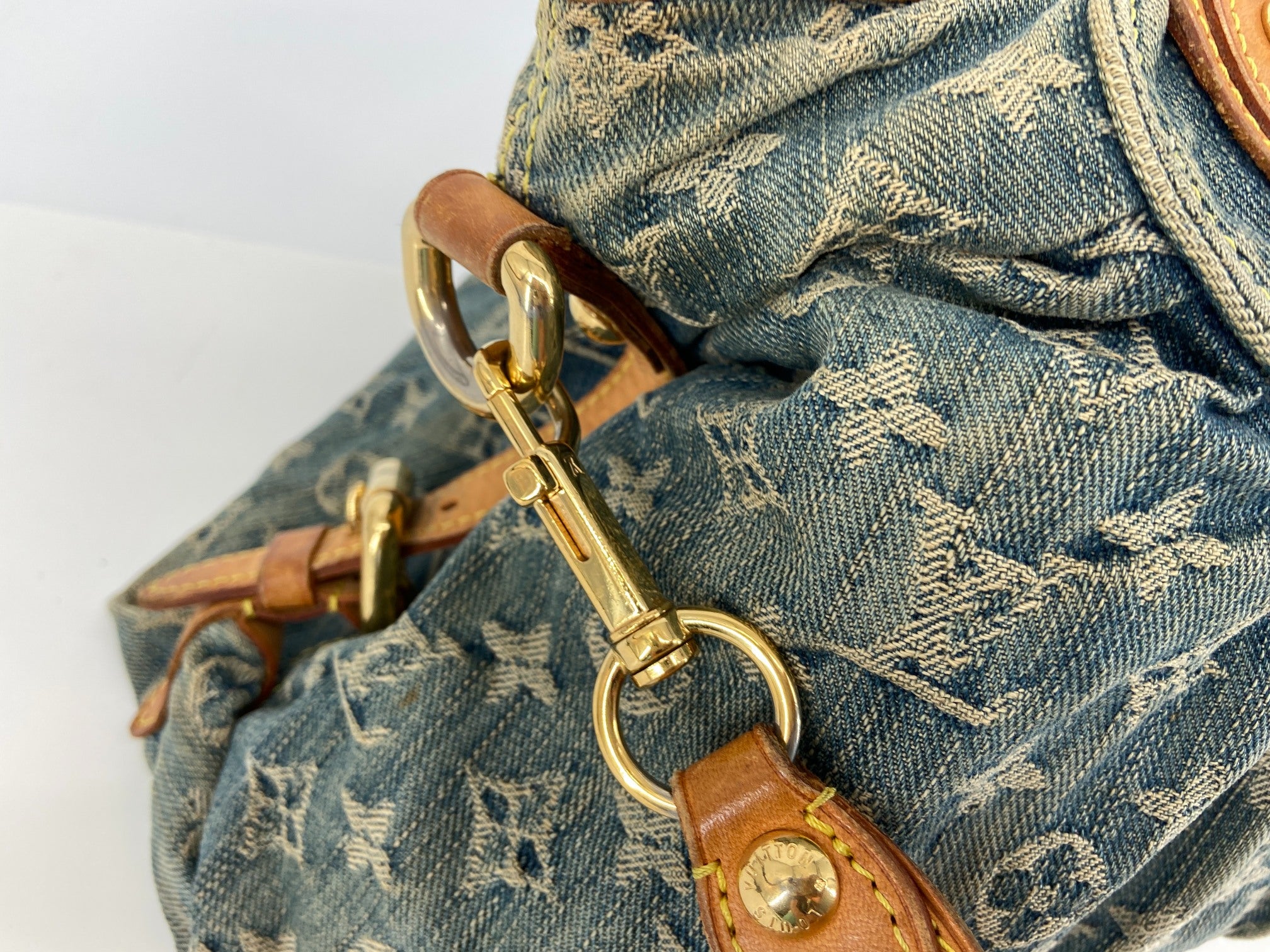 Louis Vuitton Neo Cabby MM Monogram Denim Bag Blue