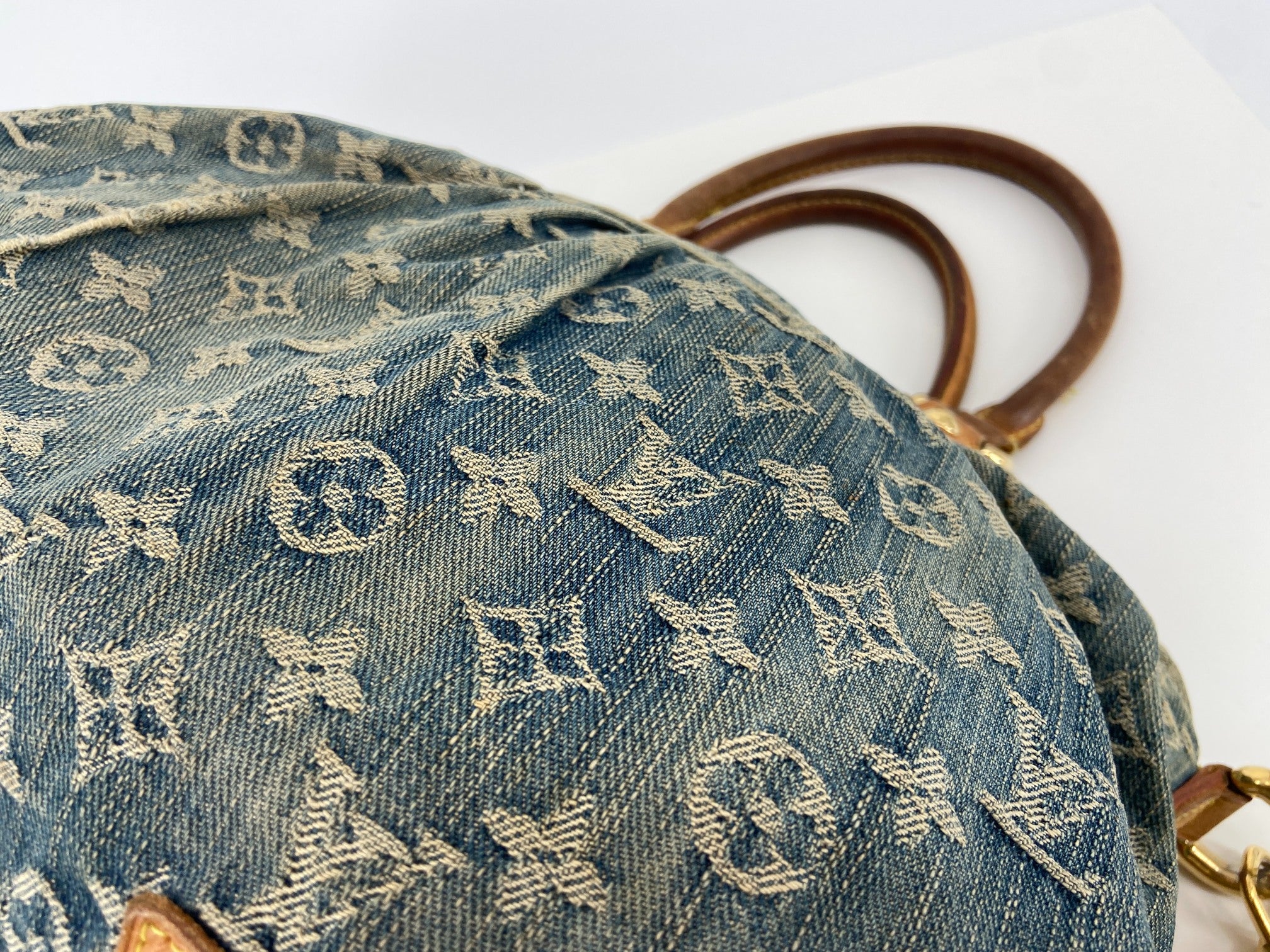 Louis Vuitton Neo Cabby MM Monogram Denim Bag Blue