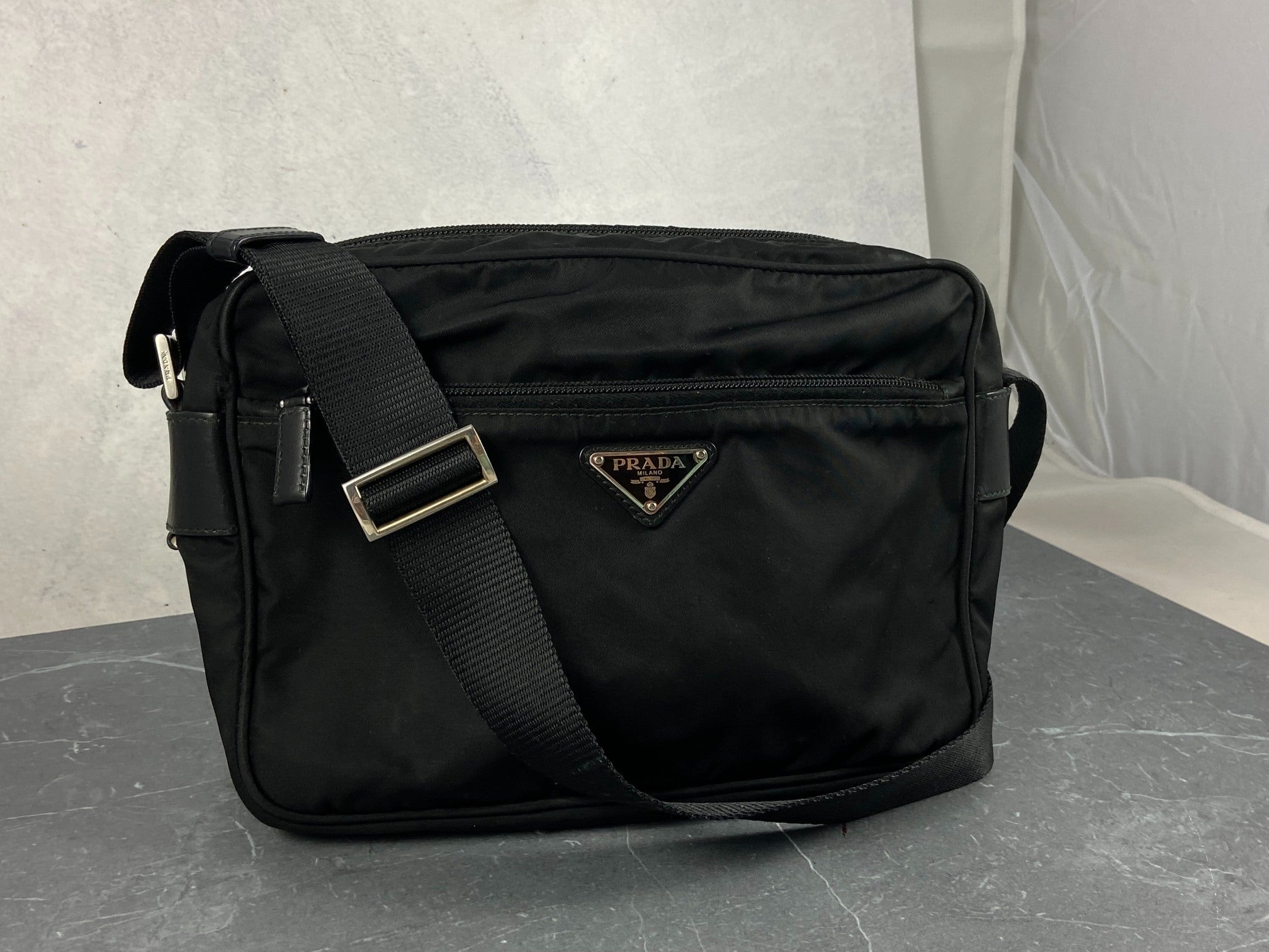 Prada BT0167 Vela Sport Nylon Shoulder / Messenger Bag Black