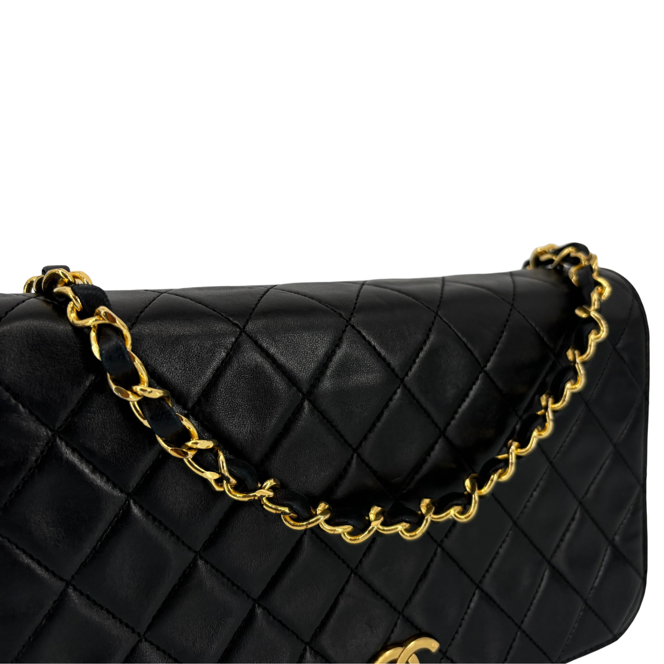 Chanel Full Flap Bag Push-Lock Black Matelassé Leather incl. Box