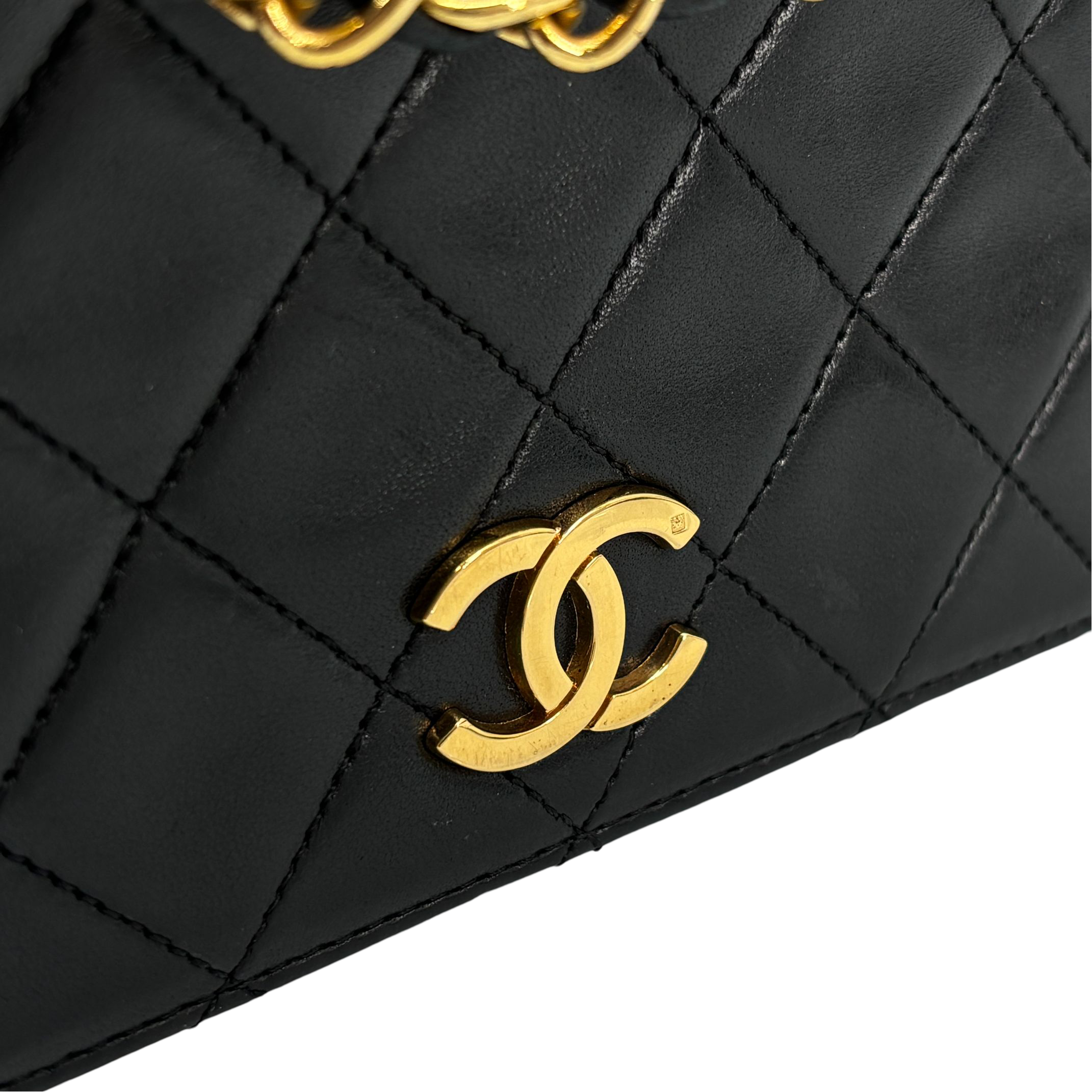 Chanel Full Flap Bag Push-Lock Black Matelassé Leather incl. Box