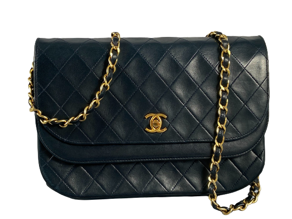 Chanel Matelasse Half-Moon Round Double Flap Bag