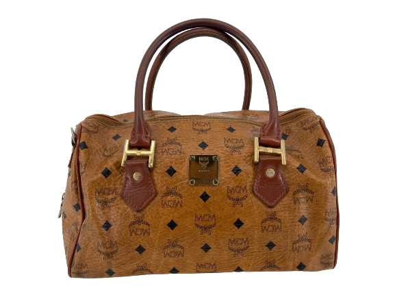 MCM Hand / Boston Bag Beige Visetos Cognac Monogram