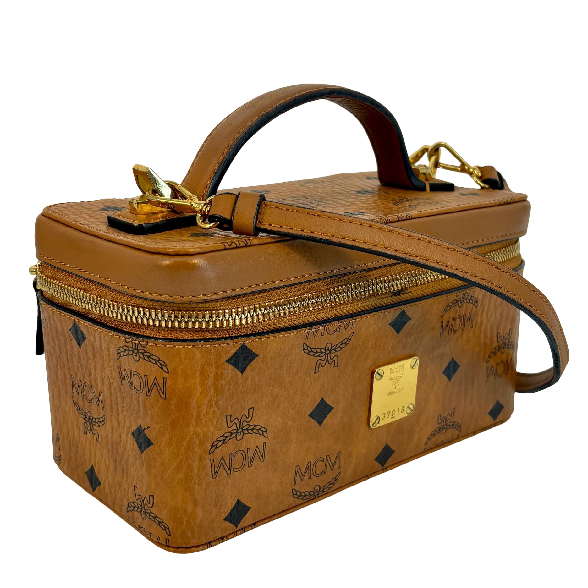 MCM Rockstar Vanity Shoulder Bag Cognac Visetos Monogram