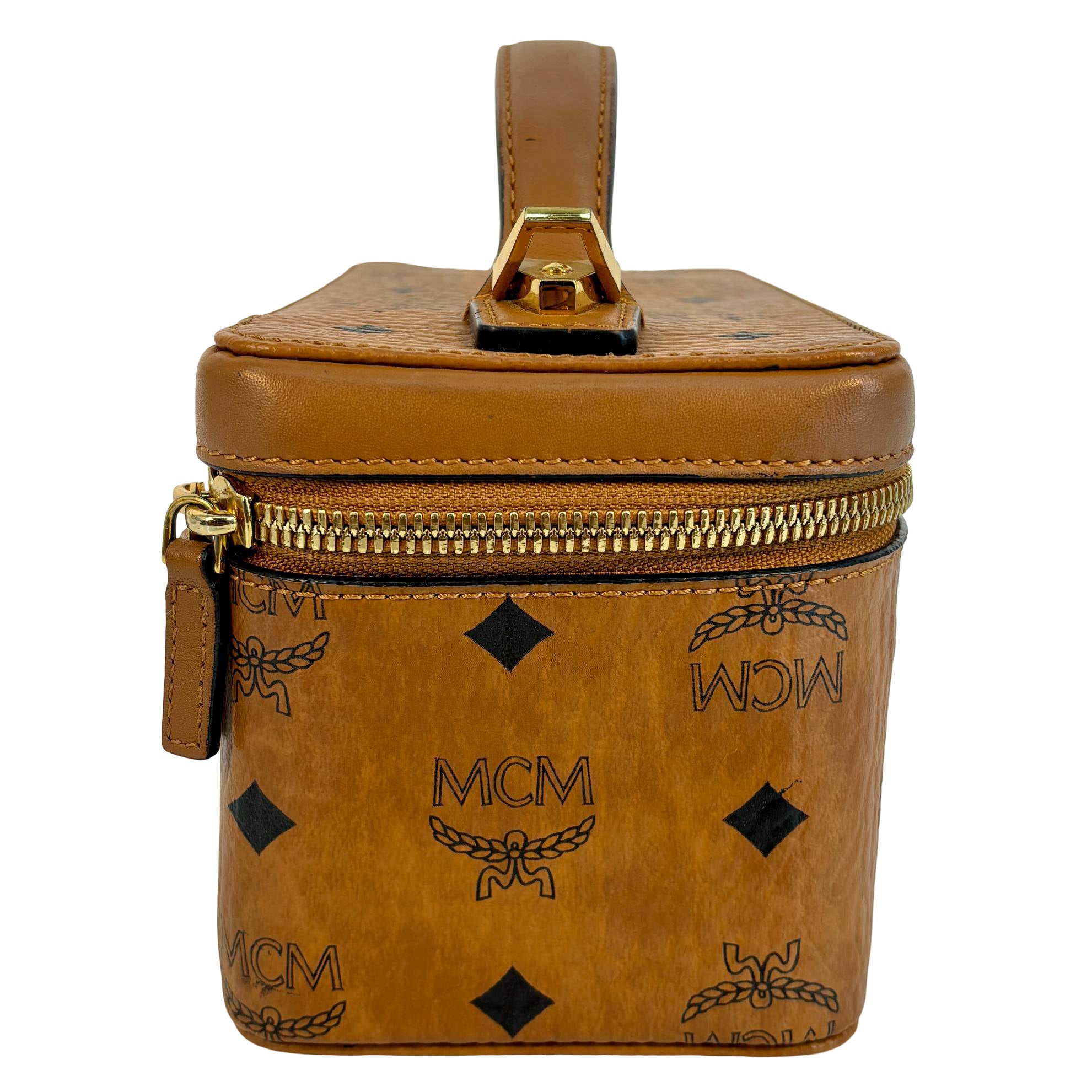 MCM Rockstar Vanity Shoulder Bag Cognac Visetos Monogram