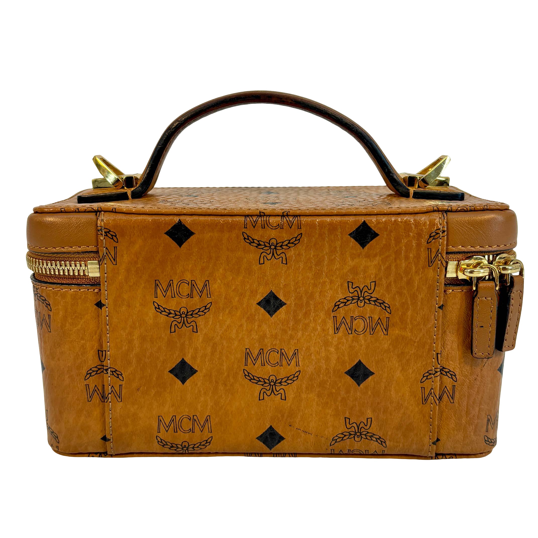 MCM Rockstar Vanity Shoulder Bag Cognac Visetos Monogram
