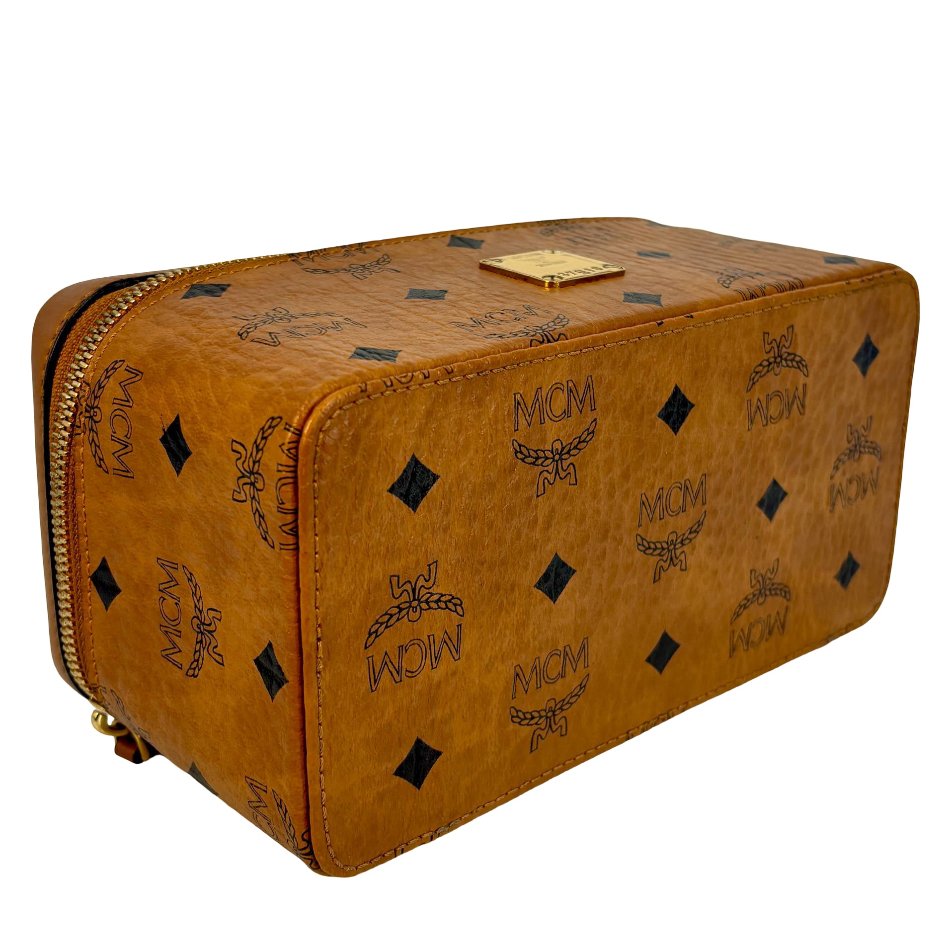 MCM Rockstar Vanity Shoulder Bag Cognac Visetos Monogram