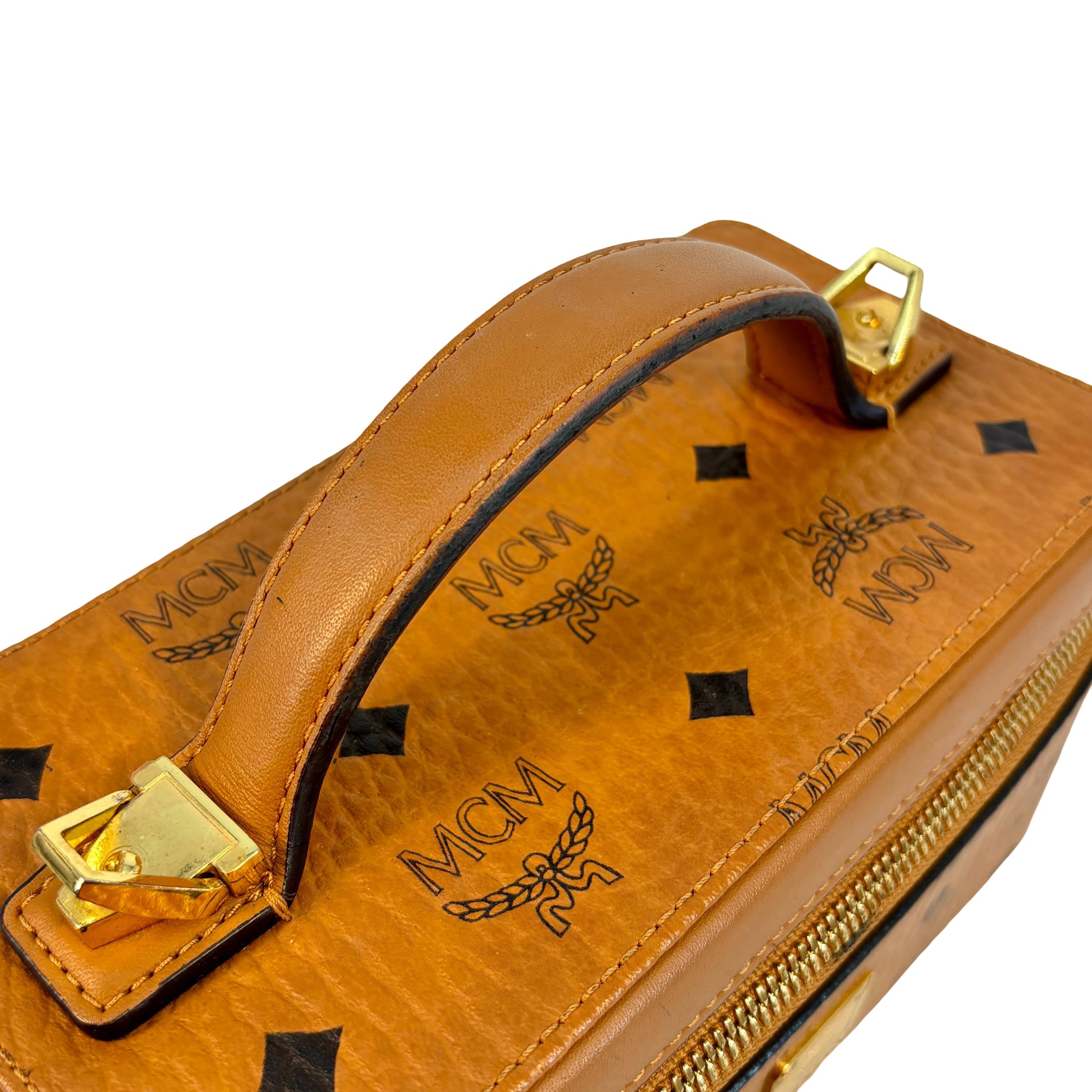 MCM Rockstar Vanity Shoulder Bag Cognac Visetos Monogram