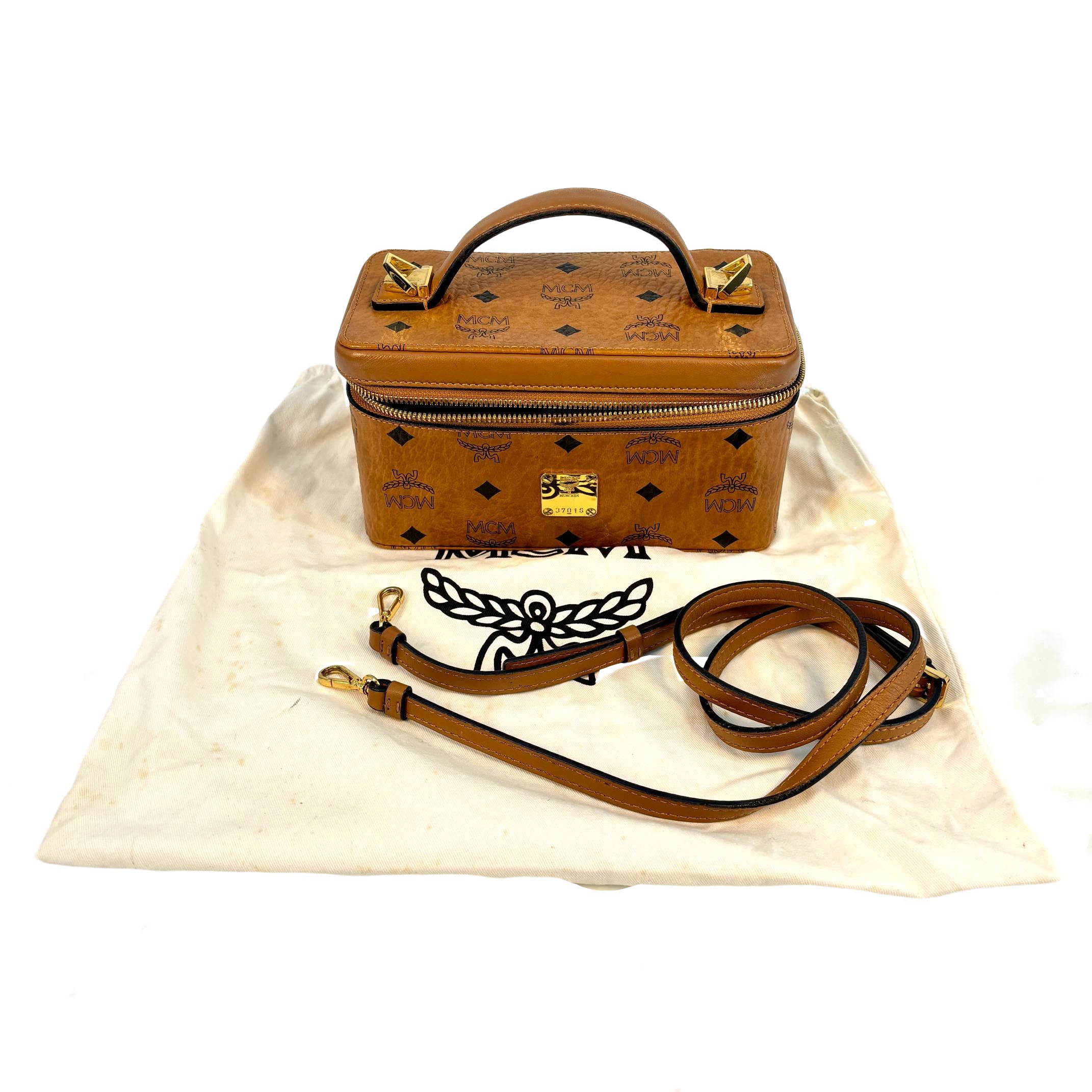 MCM Rockstar Vanity Shoulder Bag Cognac Visetos Monogram