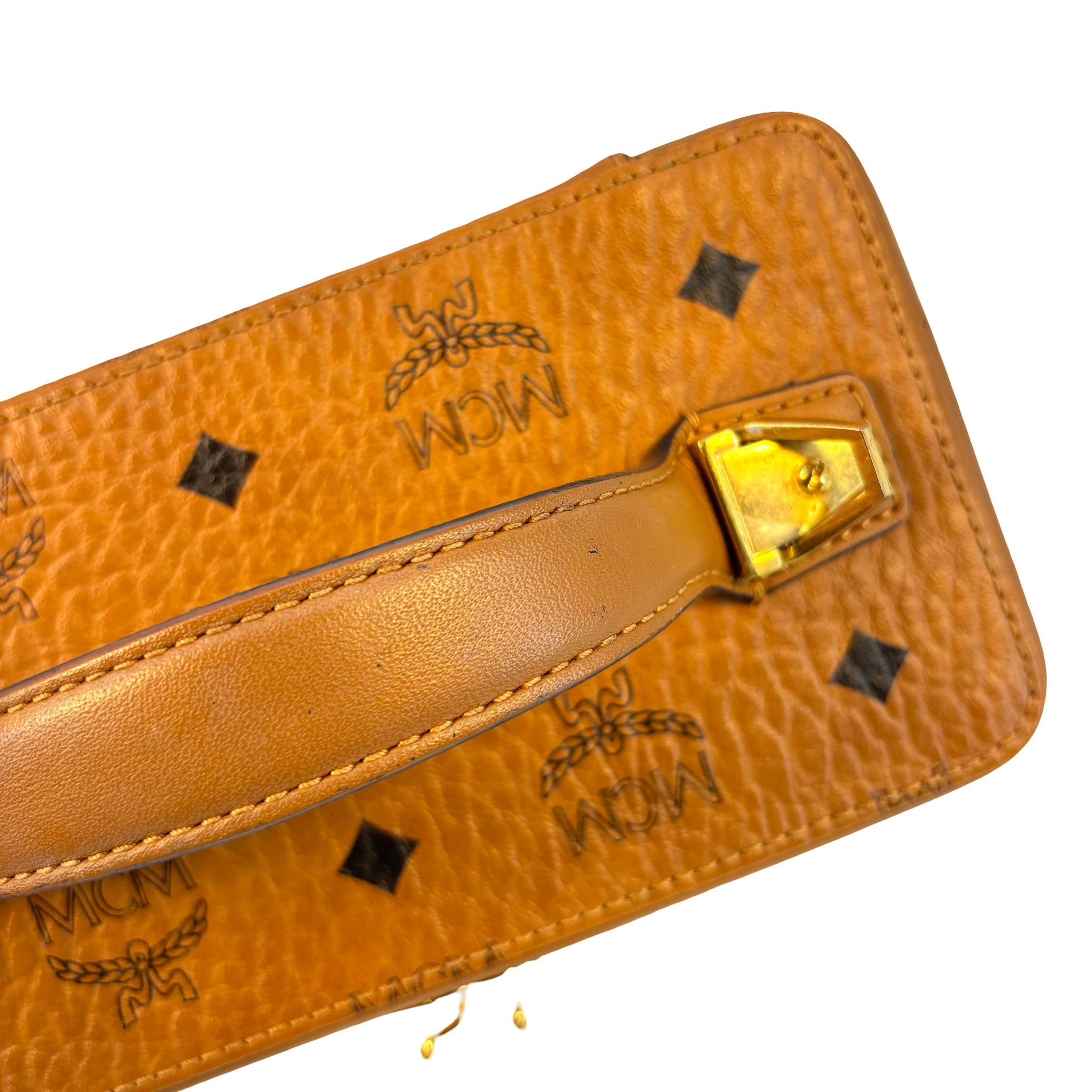 MCM Rockstar Vanity Shoulder Bag Cognac Visetos Monogram