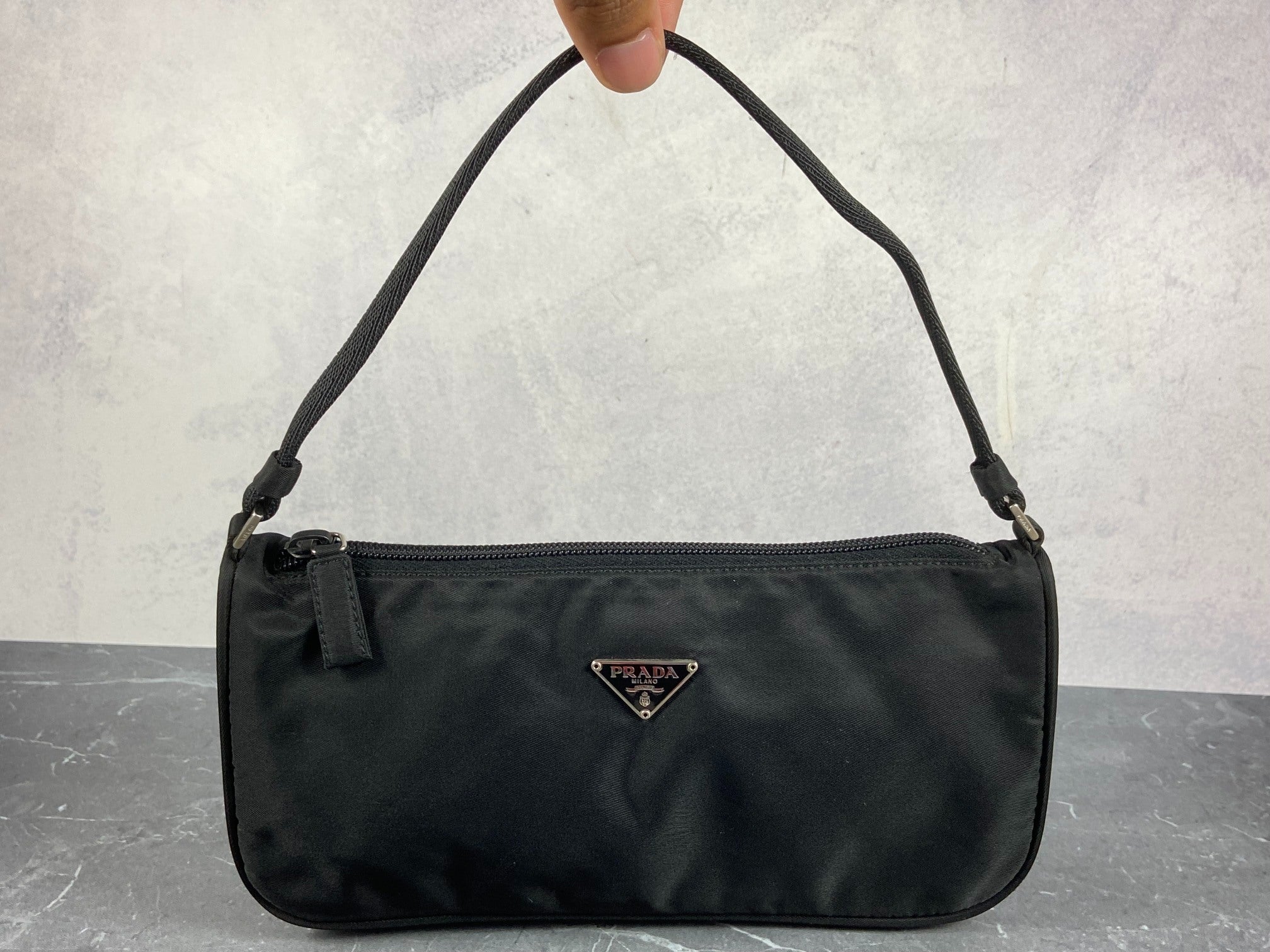 Prada Tessuto Hobo Mini Bag / Pochette Accessoires Black