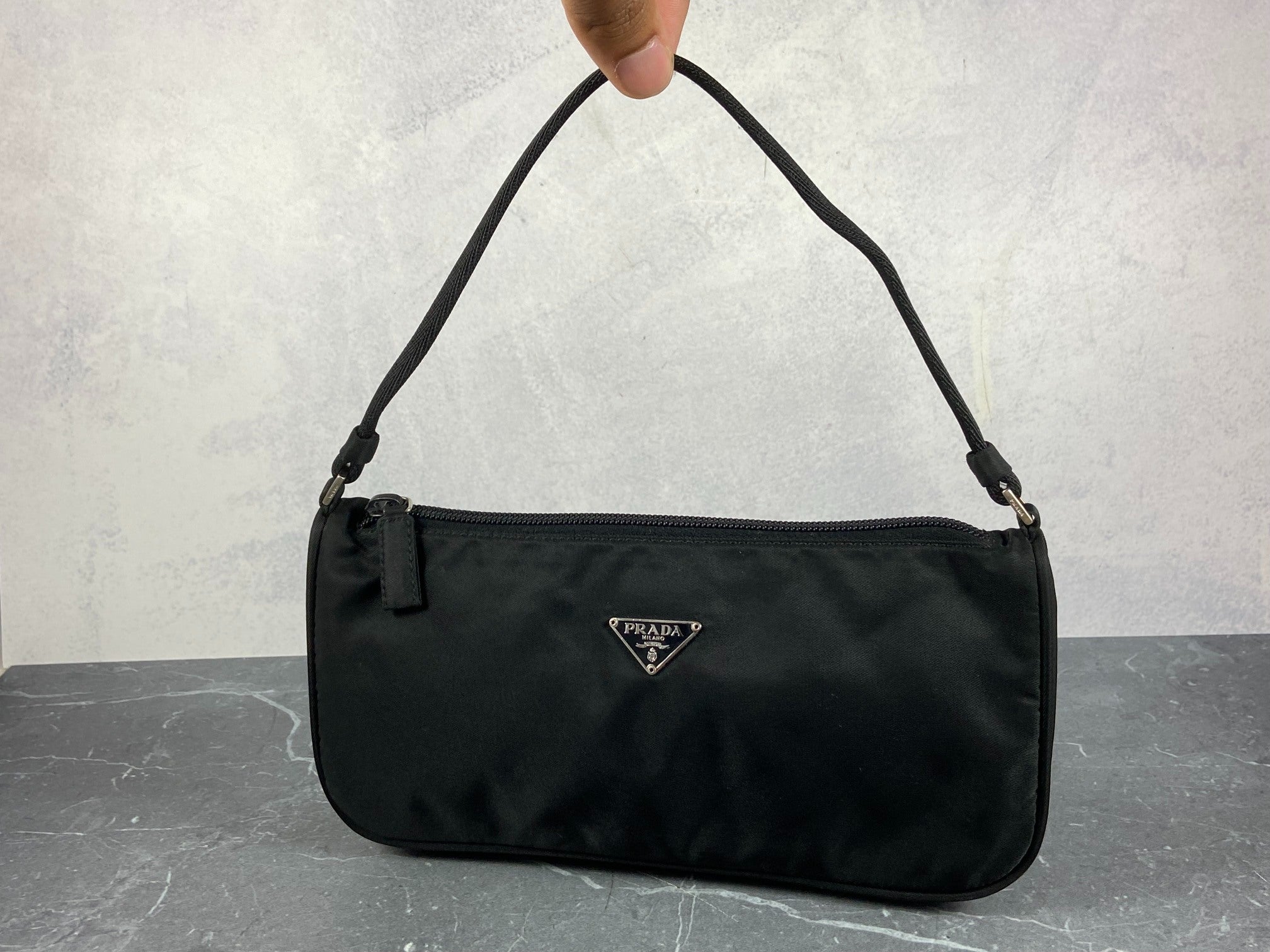 Prada Tessuto Hobo Mini Bag / Pochette Accessoires Black