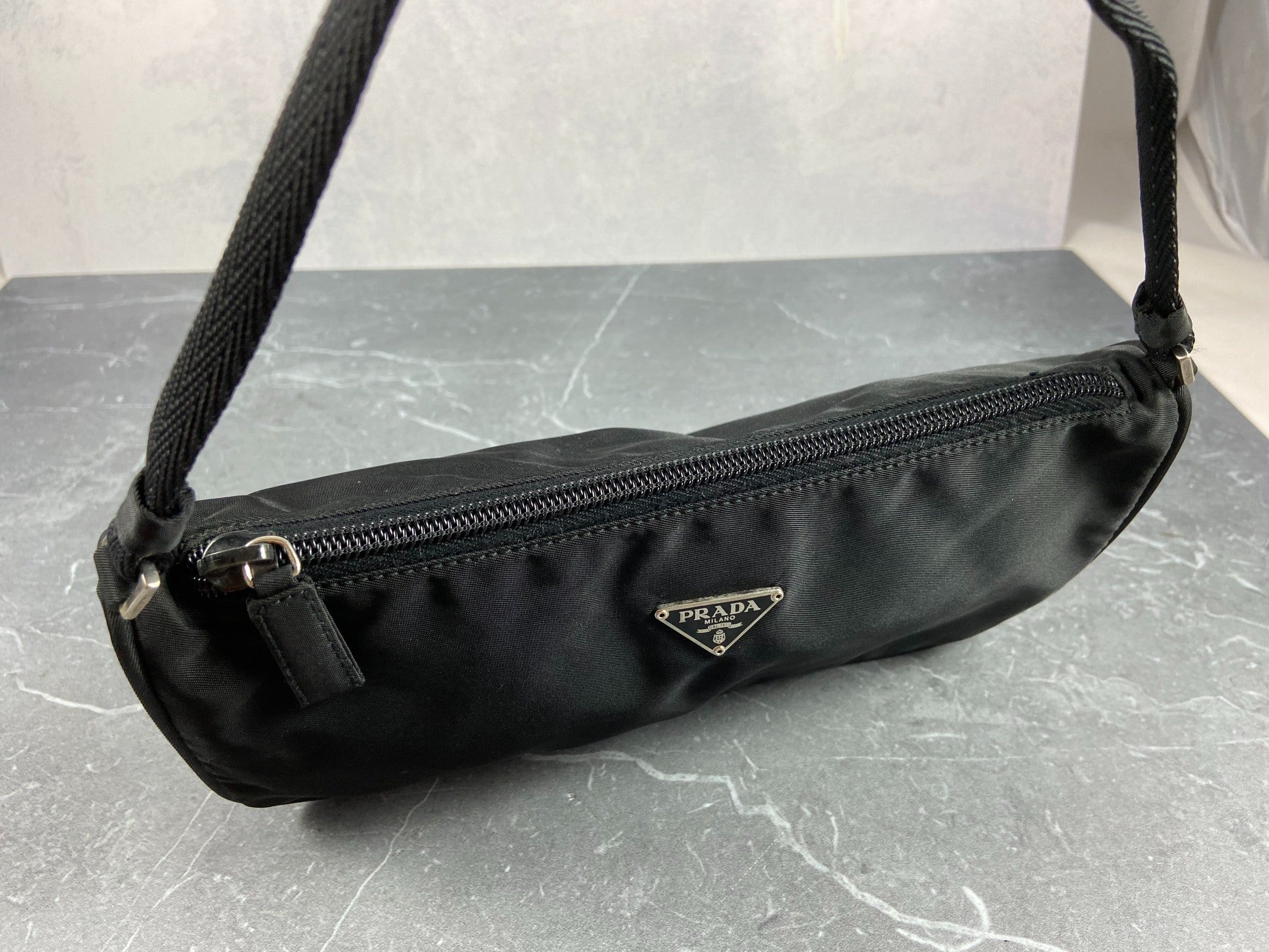 Prada Tessuto Hobo Mini Bag / Pochette Accessoires Black