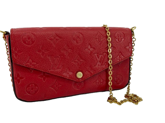 Louis Vuitton Félicie Pochette Red Empreinte Leather incl. Dustbag