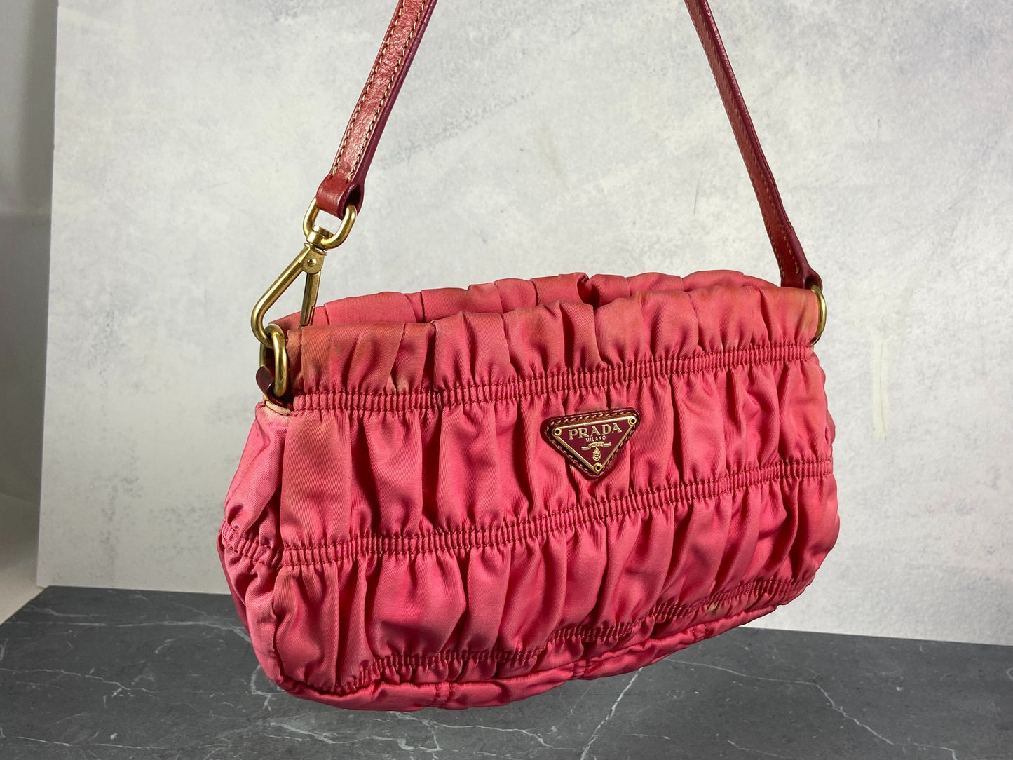 Prada Tessuto Gauffre Hobo Mini Bag / Pochette Accessoires Pink