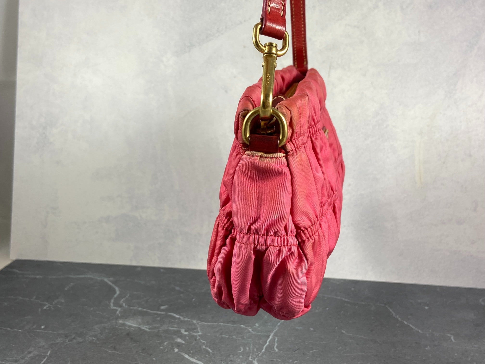 Prada Tessuto Gauffre Hobo Mini Bag / Pochette Accessoires Pink