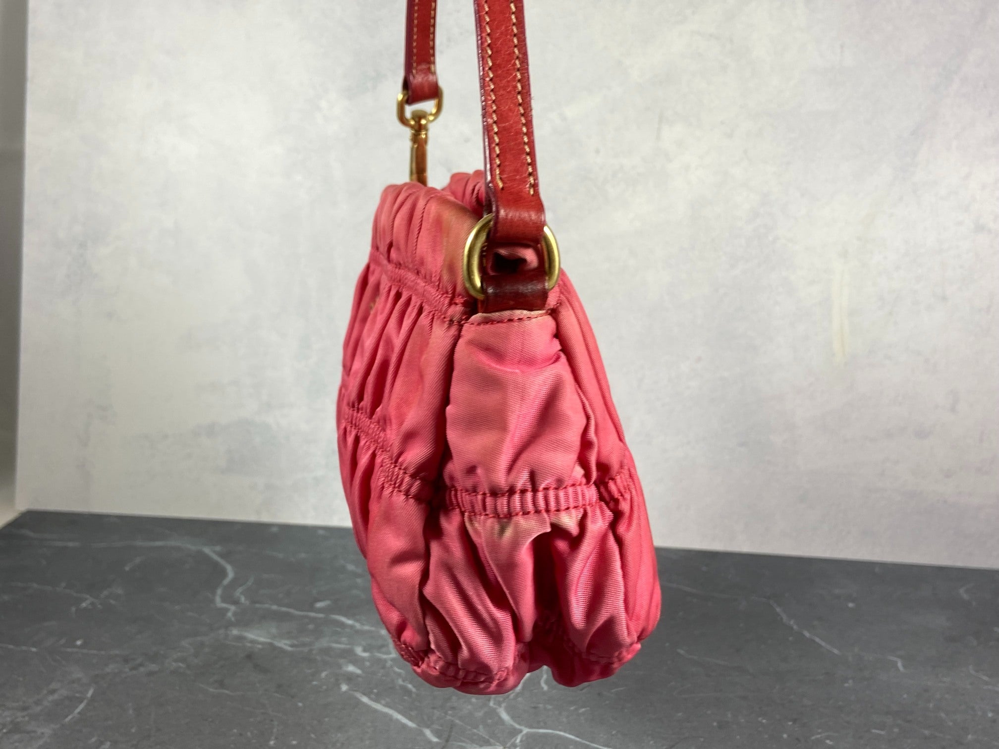 Prada Tessuto Gauffre Hobo Mini Bag / Pochette Accessoires Pink