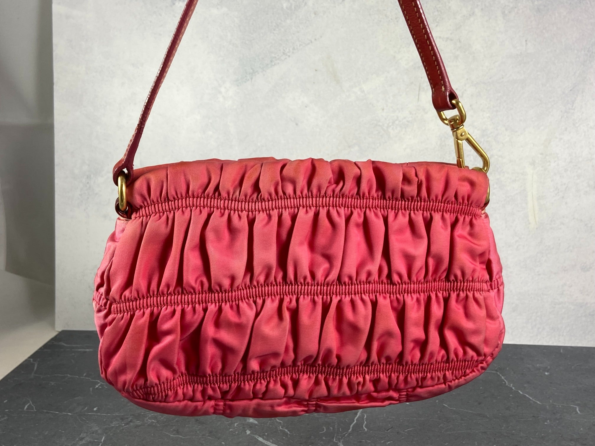 Prada Tessuto Gauffre Hobo Mini Bag / Pochette Accessoires Pink